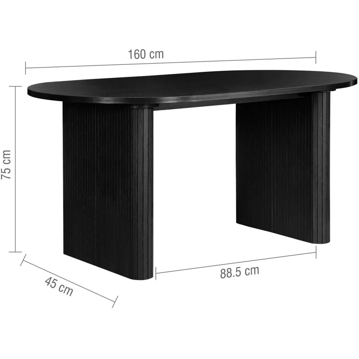 Axel Oval Fluted Dining Table With 4 Chairs - Black – image 7