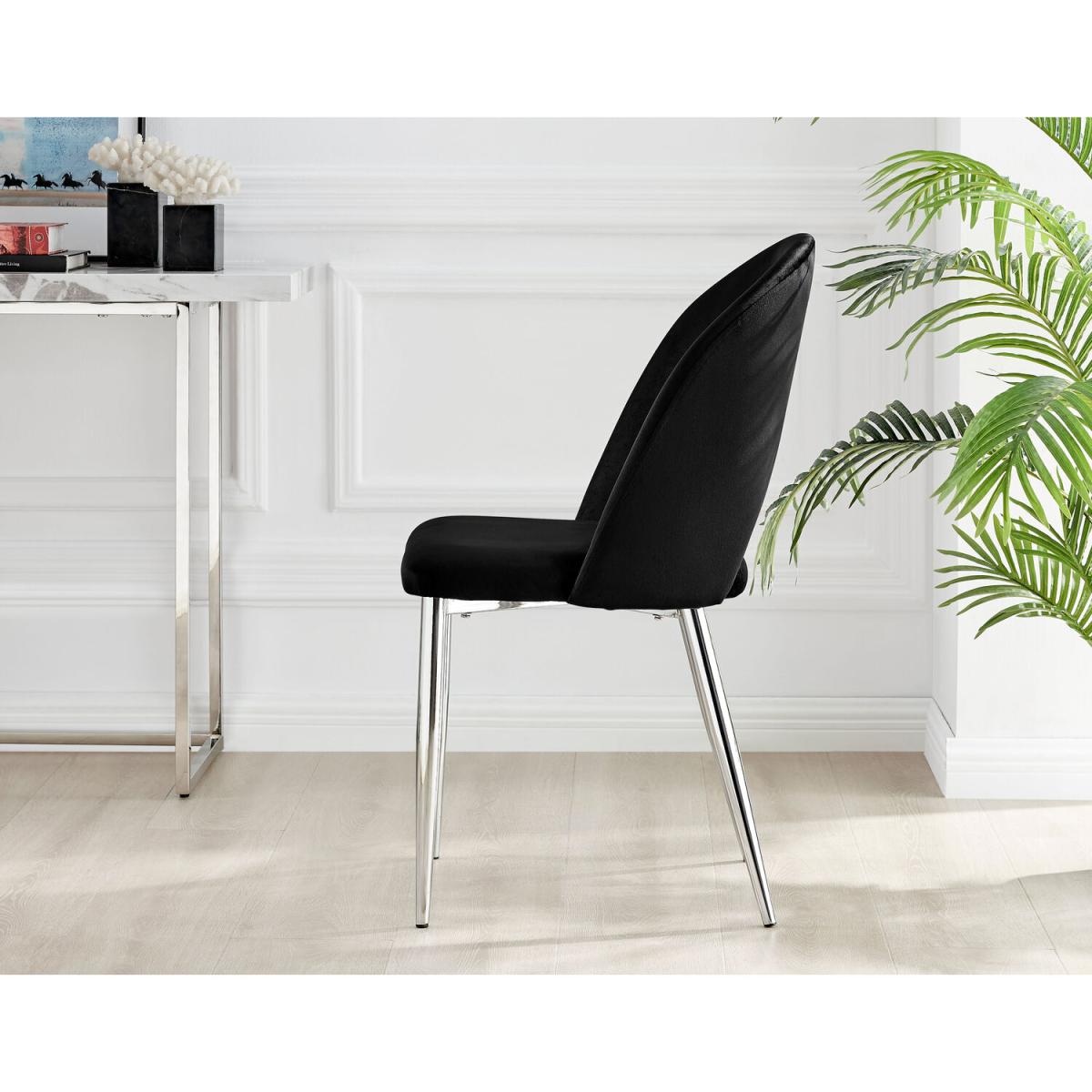 Kylo White Marble Effect Dining Table and 4 Arlon Silver Leg Chairs - Blue – image 16