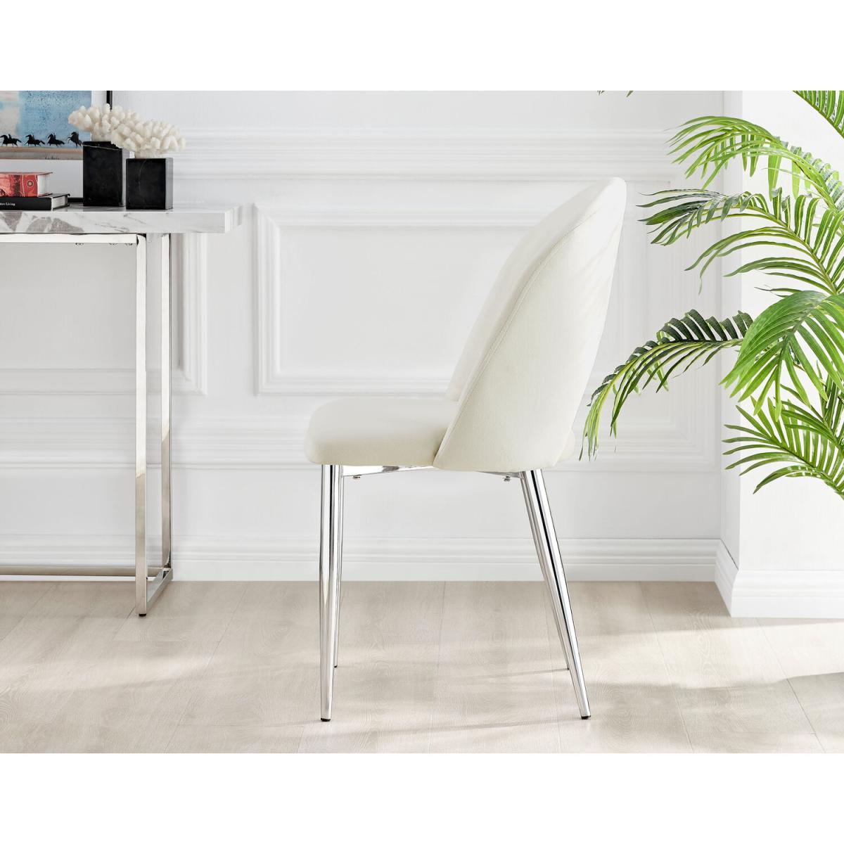 Kylo White Marble Effect Dining Table and 4 Arlon Silver Leg Chairs - Blue – image 25