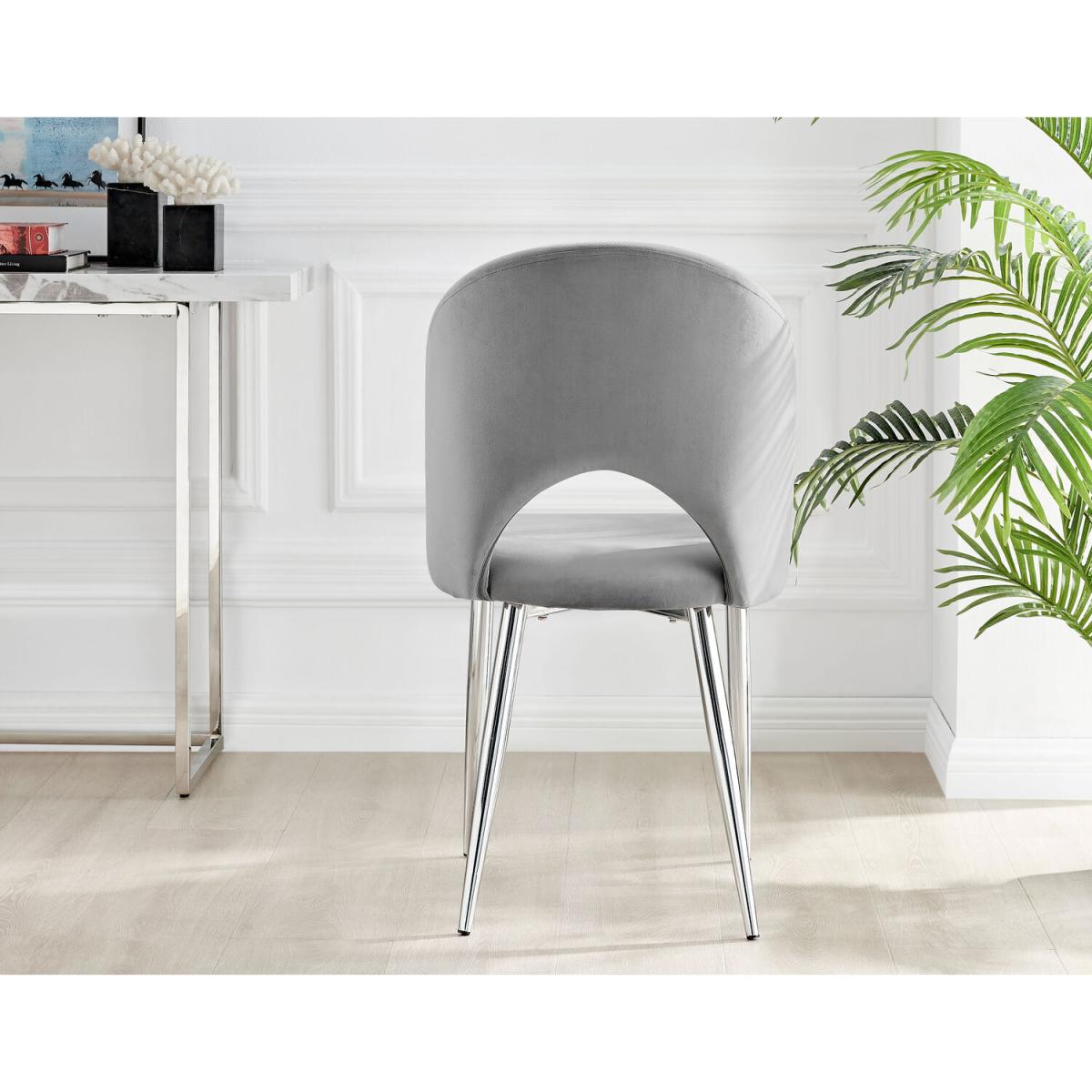 Kylo White Marble Effect Dining Table and 4 Arlon Silver Leg Chairs - Blue – image 33