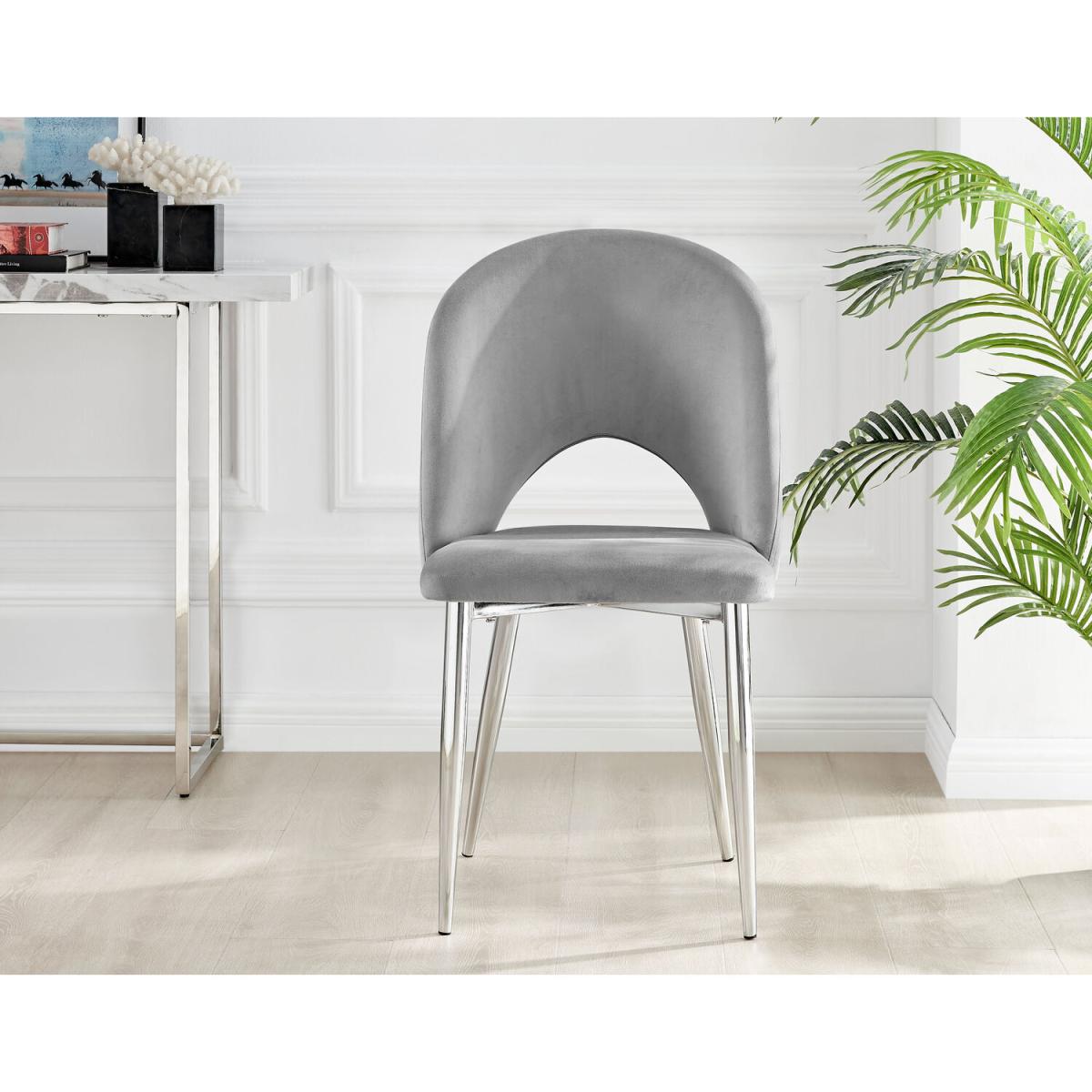 Kylo White Marble Effect Dining Table and 4 Arlon Silver Leg Chairs - Blue – image 34