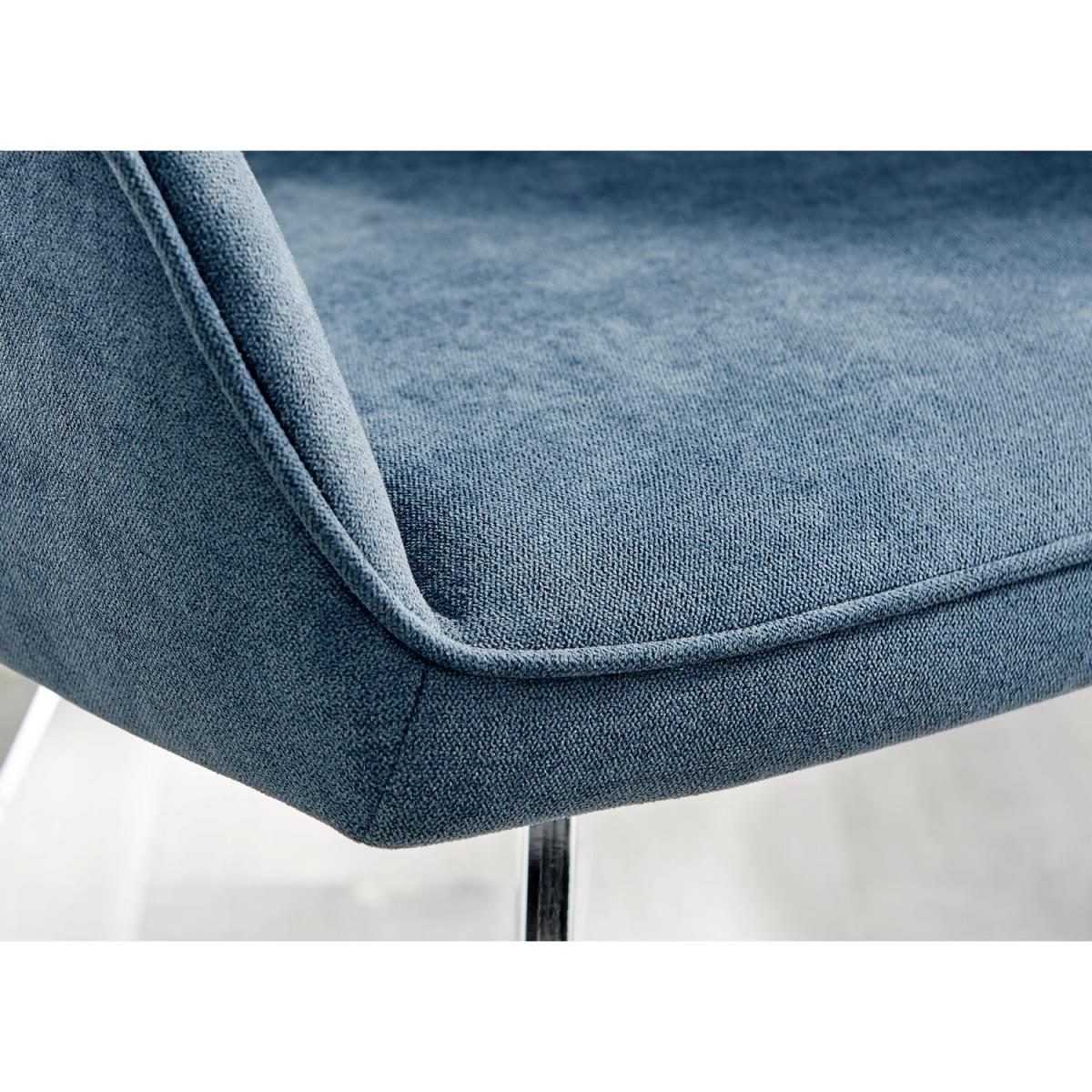 Kylo White High Gloss Dining Table and 4 Falun Silver Leg Chairs - Blue – image 10
