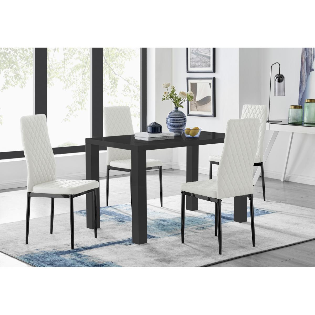 Pivero 4 Black Dining Table and 4 Milan Black Leg Chairs - Black – image 4