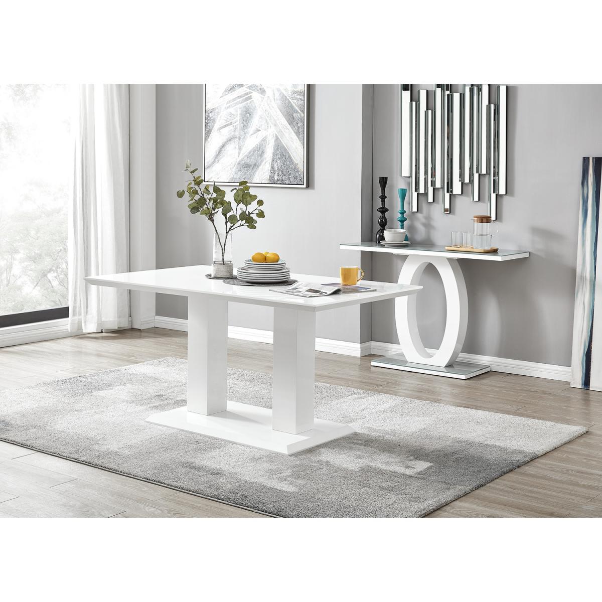 Imperia White High Gloss Dining Table and 6 Milan Chairs Set - Grey – image 2