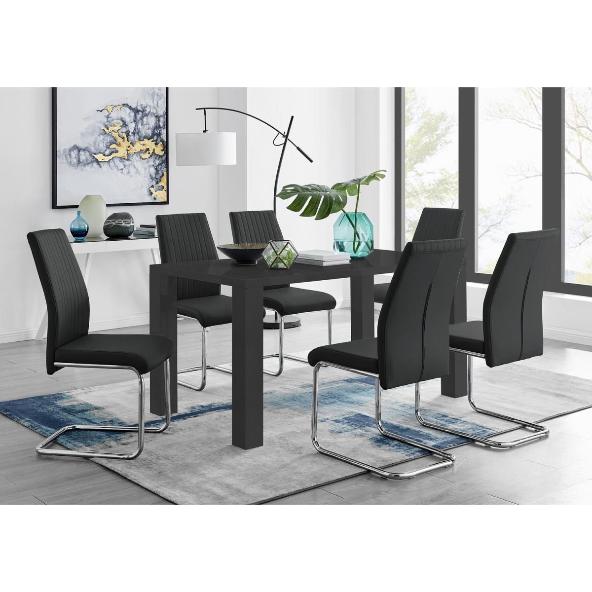 Pivero High Gloss Dining Table and 6 Lorenzo Dining Chairs  - Yellow – image 17