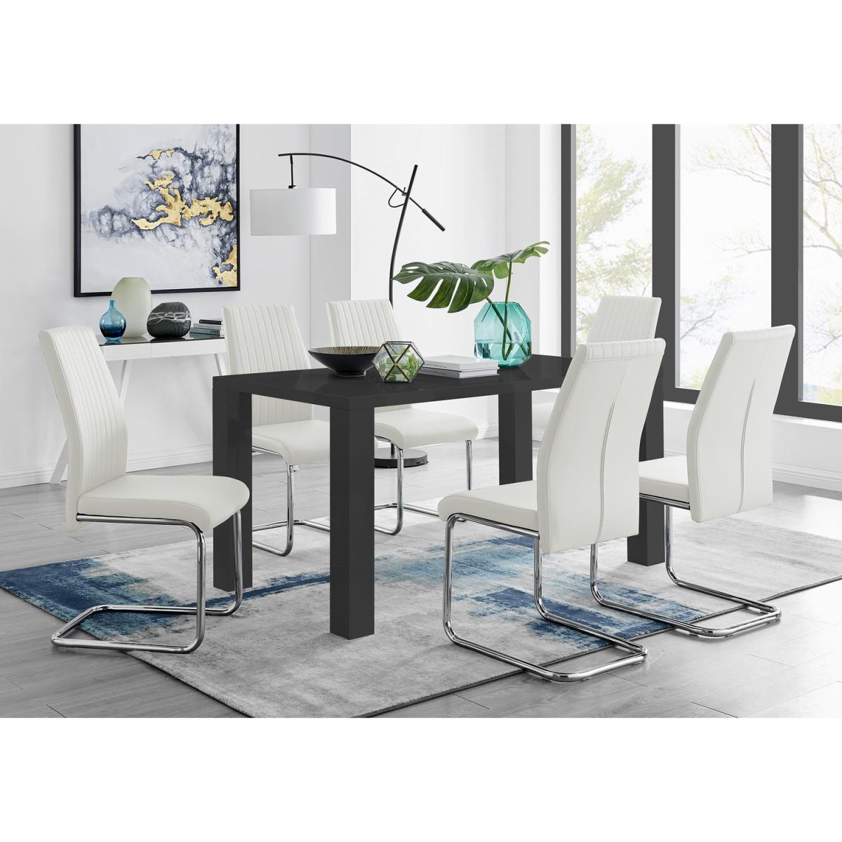Pivero High Gloss Dining Table and 6 Lorenzo Dining Chairs  - Yellow – image 18