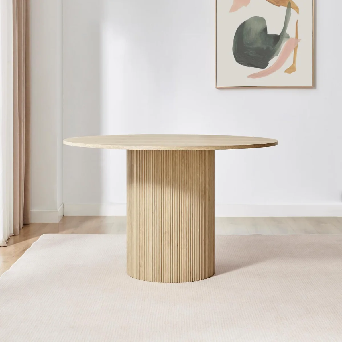 Penrose Round Oak Effect Wood Dining Table 4 Rhea Chairs - Grey – image 2
