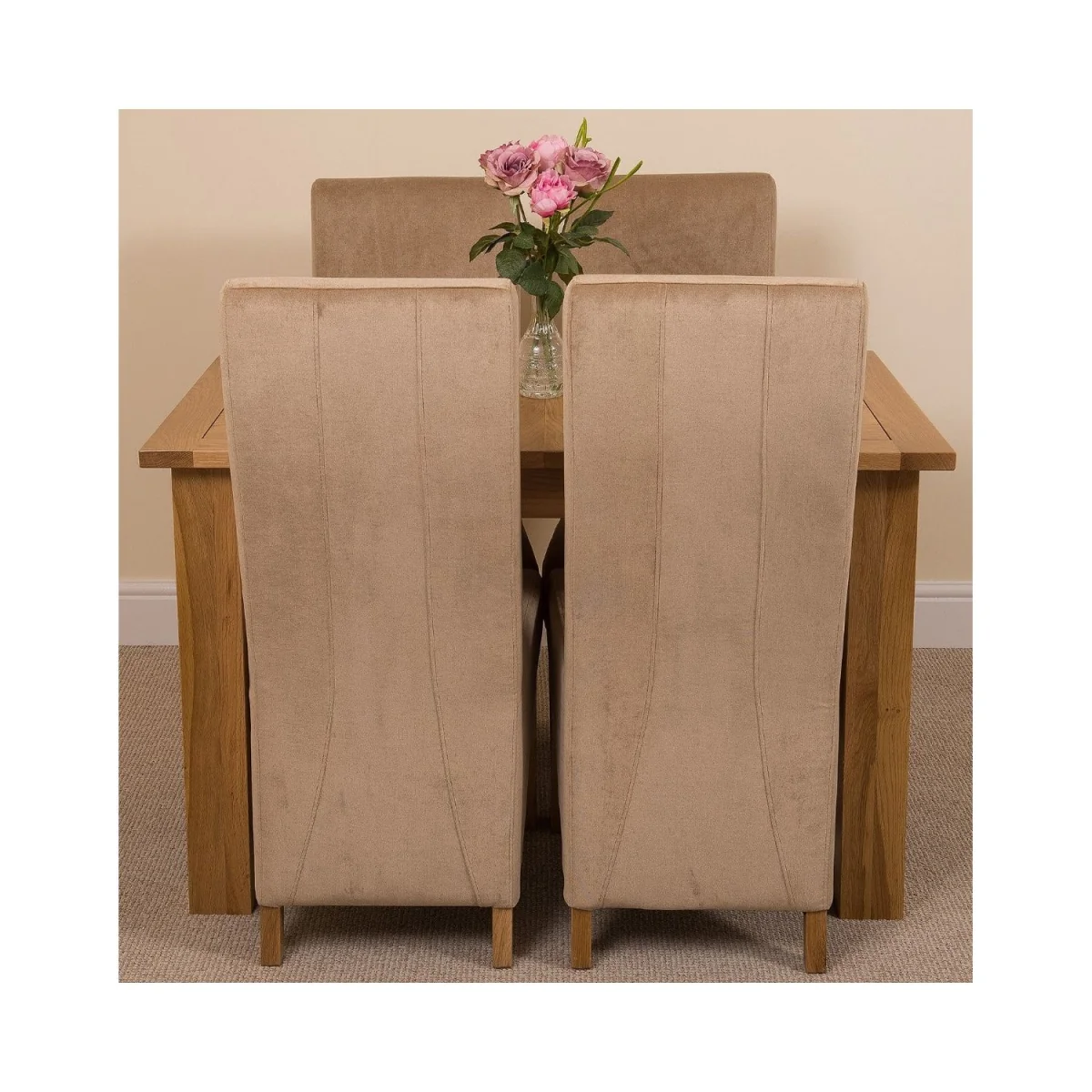 Hampton 120-160cm Oak Extending Dining Table and 4 Lola Fabric Chairs - Grey – image 21