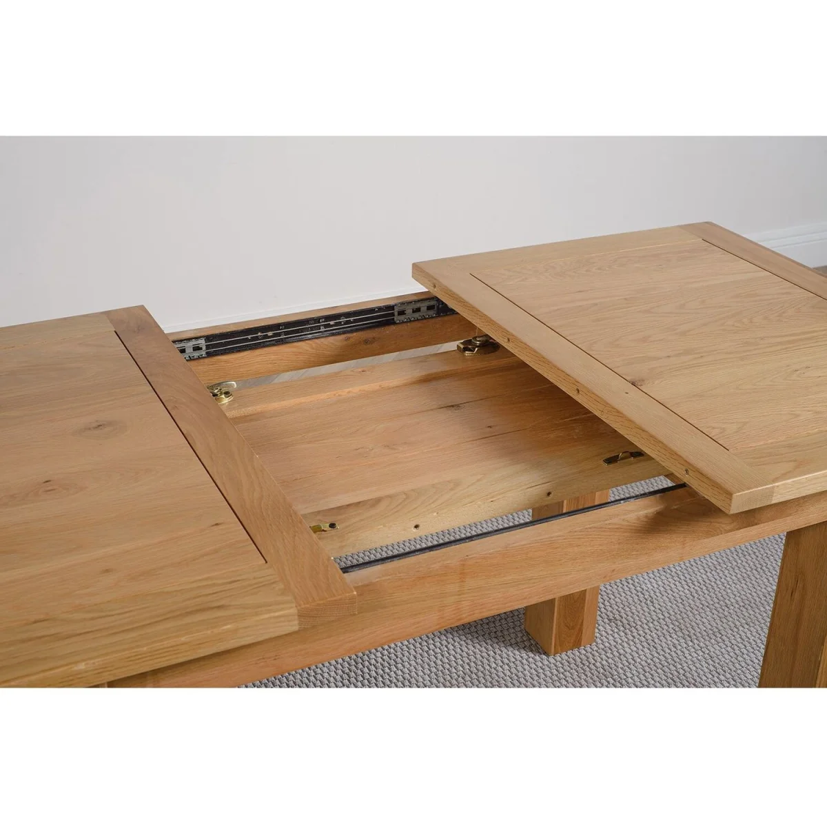 Hampton 120-160cm Oak Extending Dining Table and 4 Lola Fabric Chairs - Grey – image 6