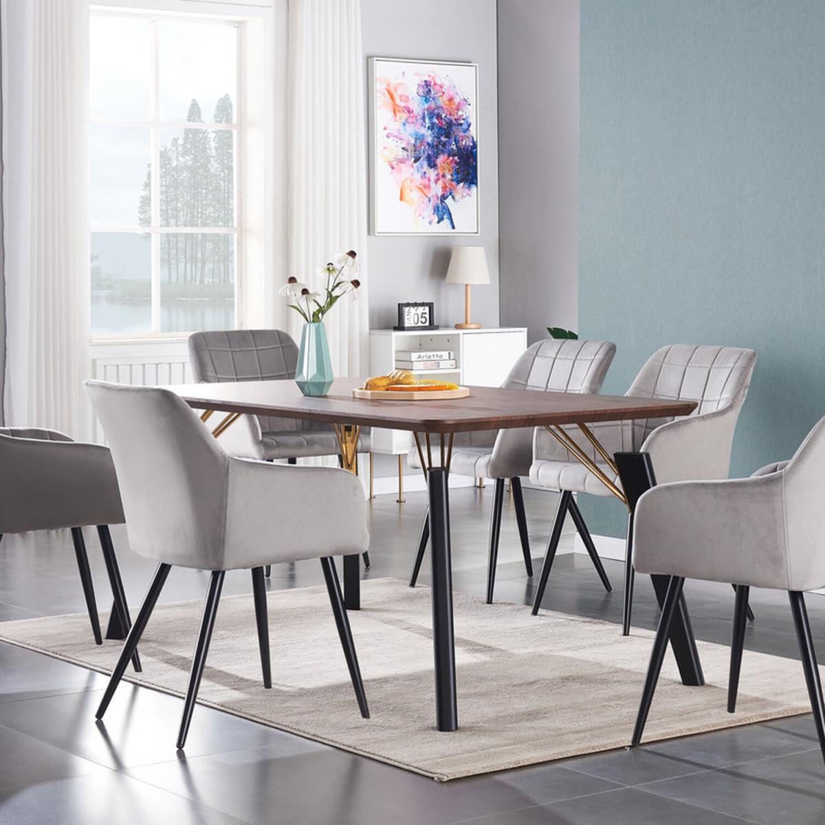 Camden Cosmo LUX Dining Set with a Table and Chairs Set of 6 - Light Grey – image 5