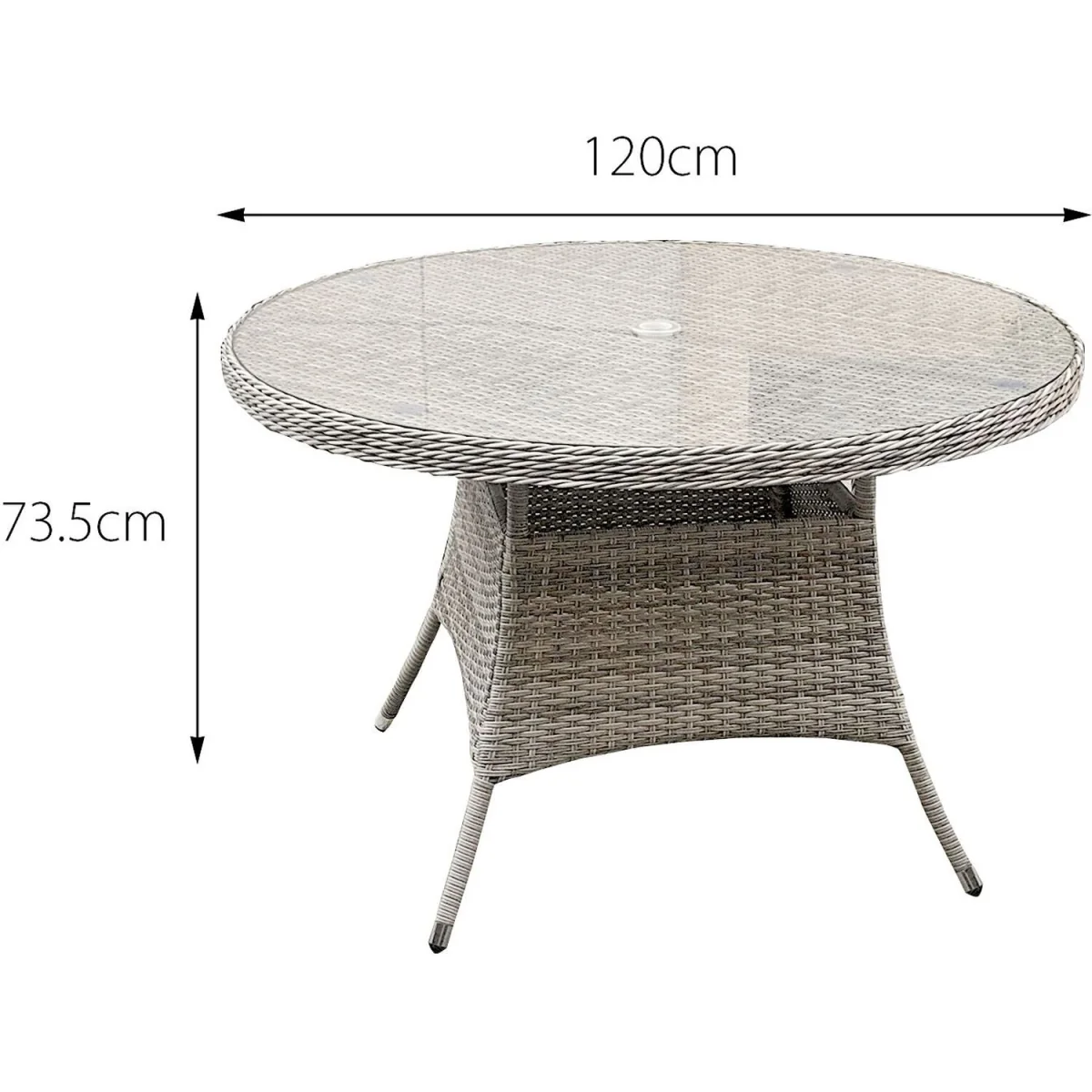 Oseasons Hampton Rattan 4 Seat Dining Set in Dove Grey with Light Grey Cushions - Dove Grey – image 2