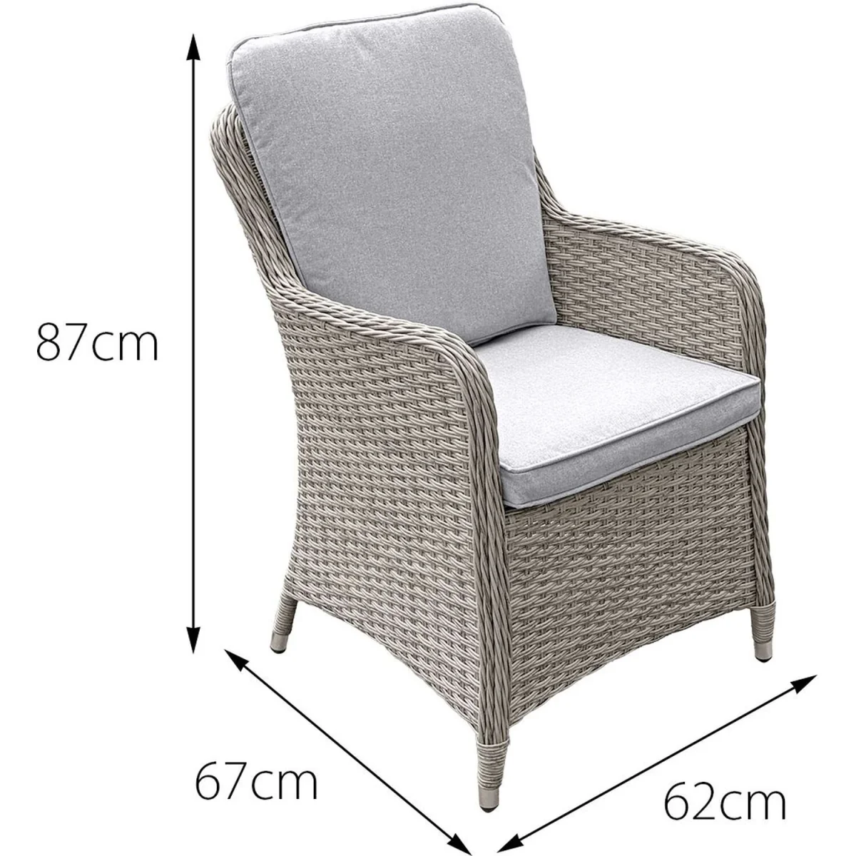 Oseasons Hampton Rattan 4 Seat Dining Set in Dove Grey with Light Grey Cushions - Dove Grey – image 5