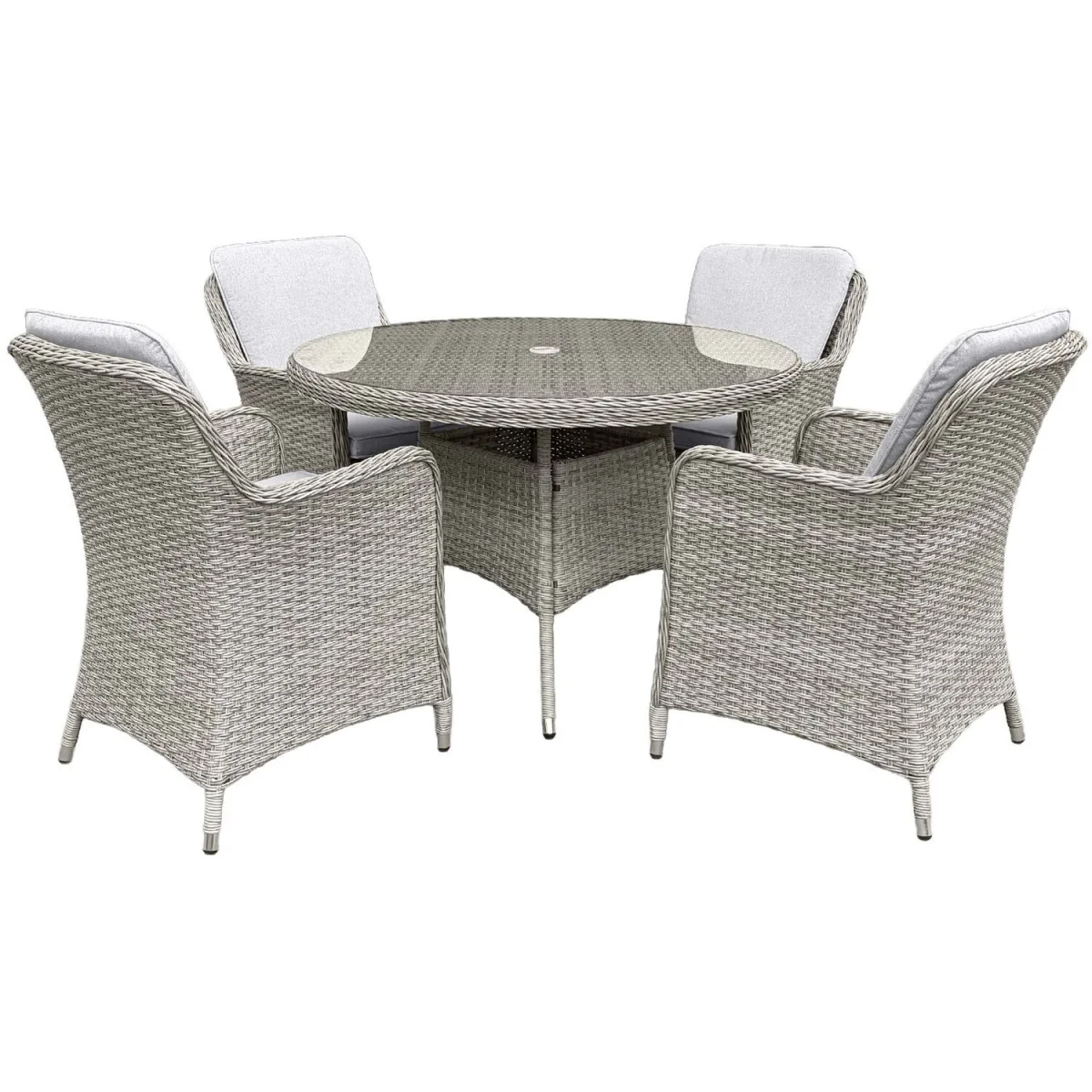 Oseasons Hampton Rattan 4 Seat Dining Set in Dove Grey with Light Grey Cushions - Dove Grey – image 6