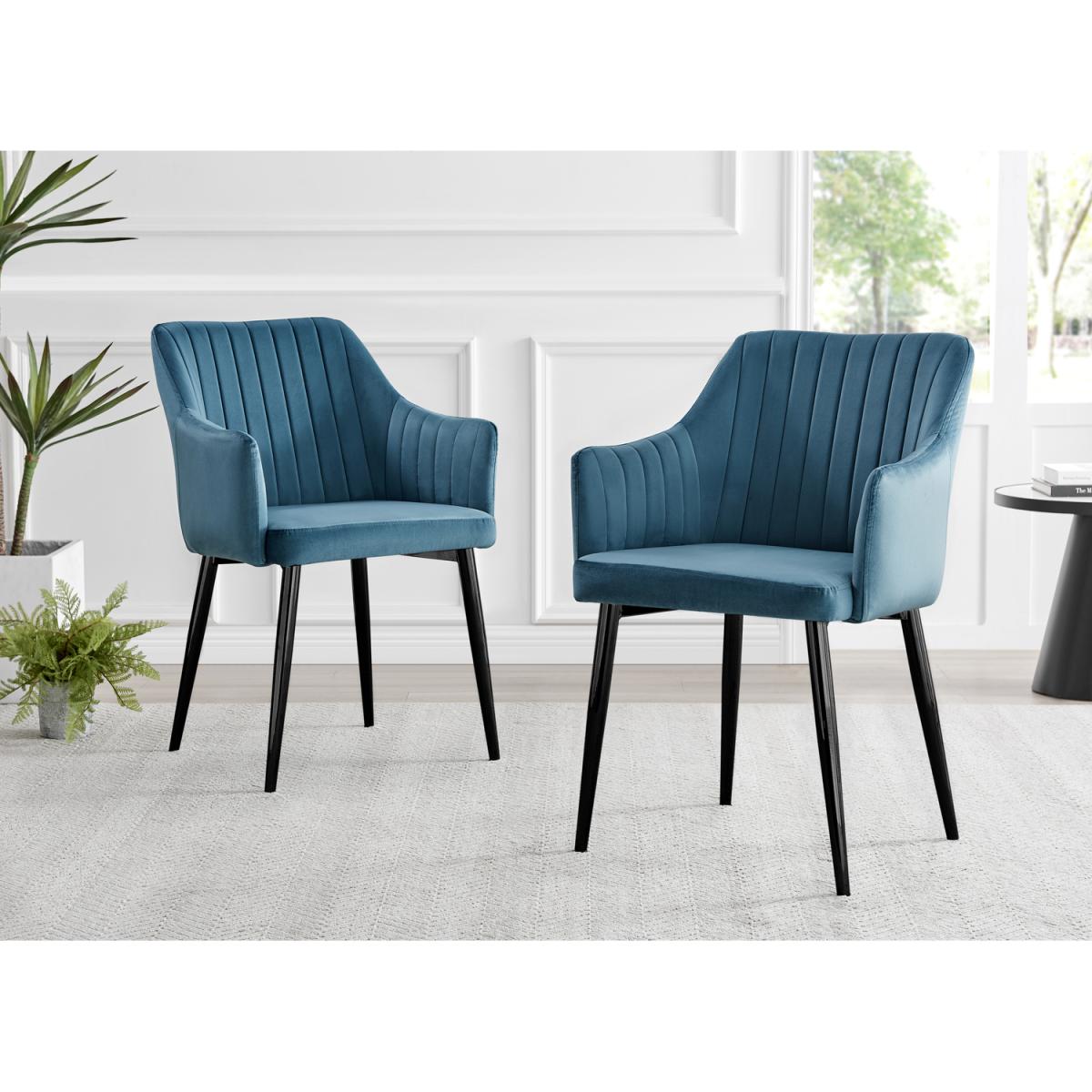 Leonardo Black Leg Glass Dining Table with 4 Calla Black Leg Chairs - Mustard – image 11
