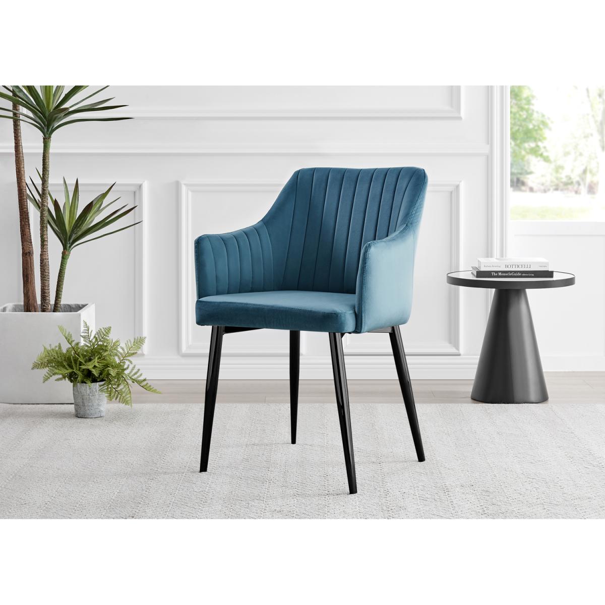 Leonardo Black Leg Glass Dining Table with 4 Calla Black Leg Chairs - Mustard – image 12