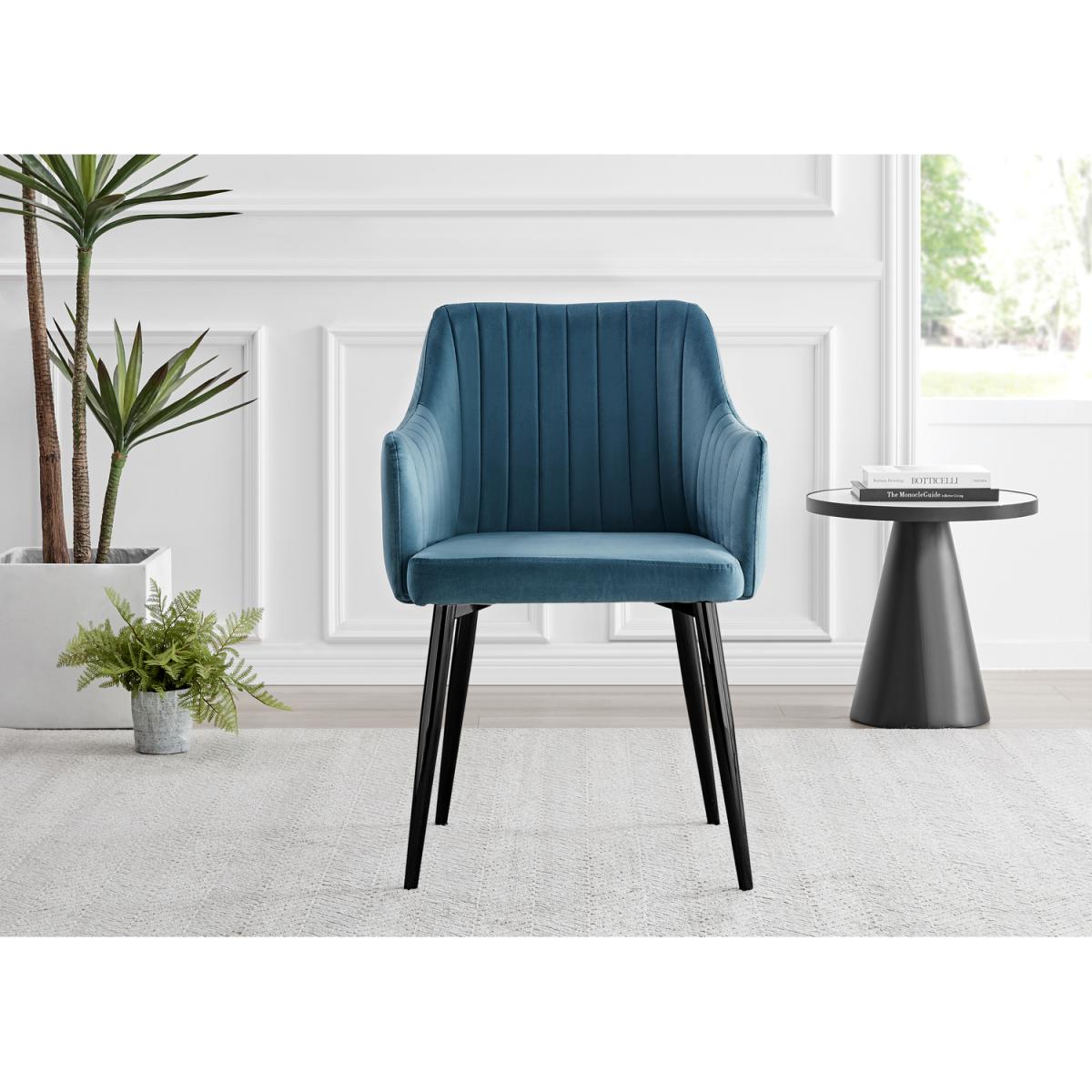 Leonardo Black Leg Glass Dining Table with 4 Calla Black Leg Chairs - Mustard – image 13