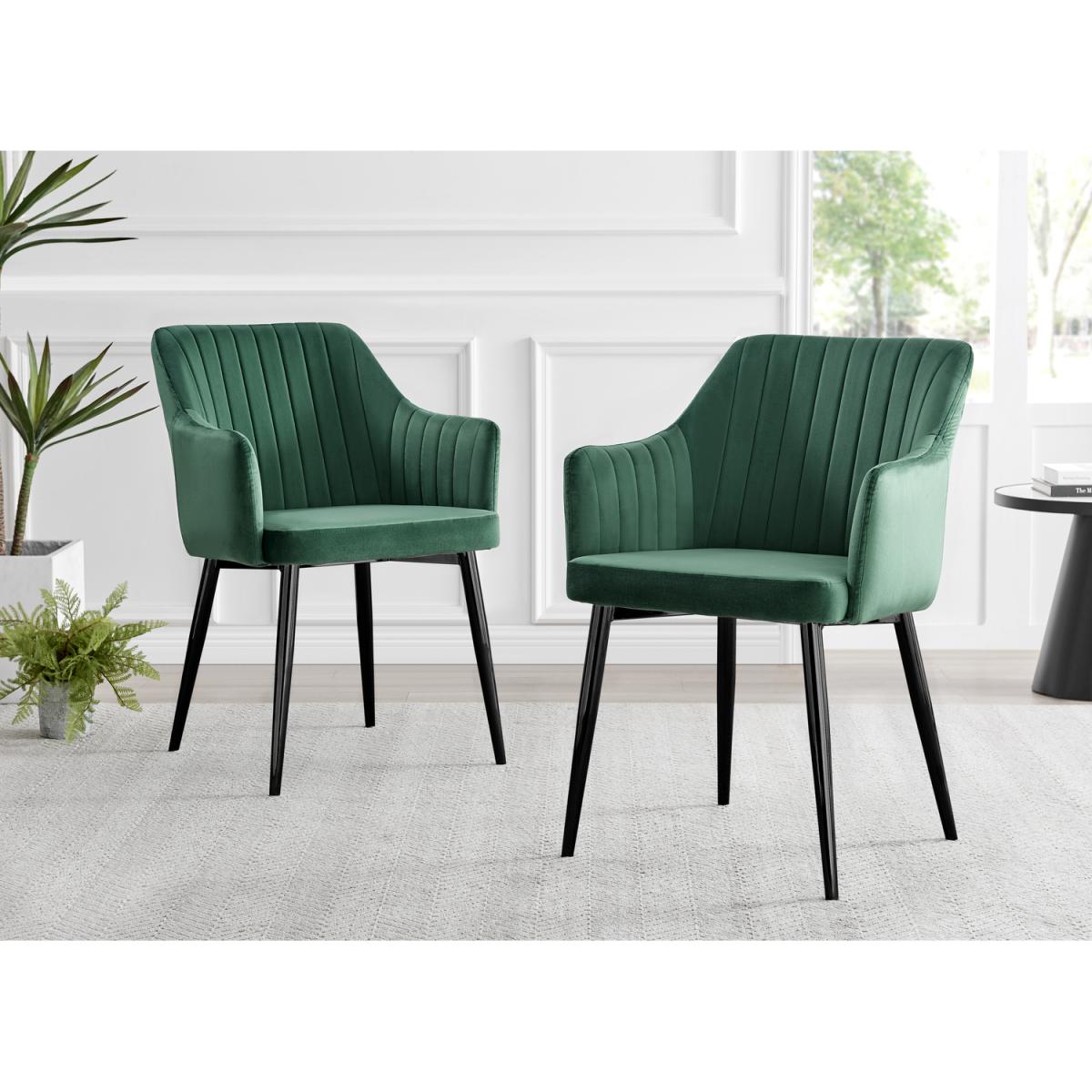 Leonardo Black Leg Glass Dining Table with 4 Calla Black Leg Chairs - Mustard – image 18