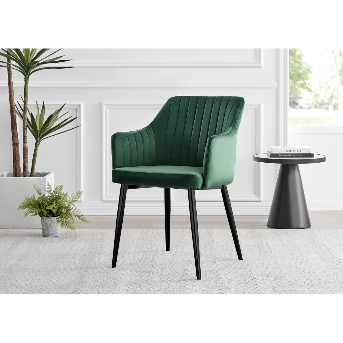 Leonardo Black Leg Glass Dining Table with 4 Calla Black Leg Chairs - Mustard – image 19