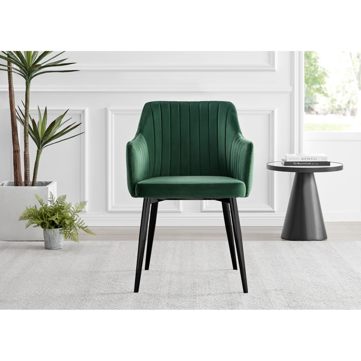 Leonardo Black Leg Glass Dining Table with 4 Calla Black Leg Chairs - Mustard – image 20