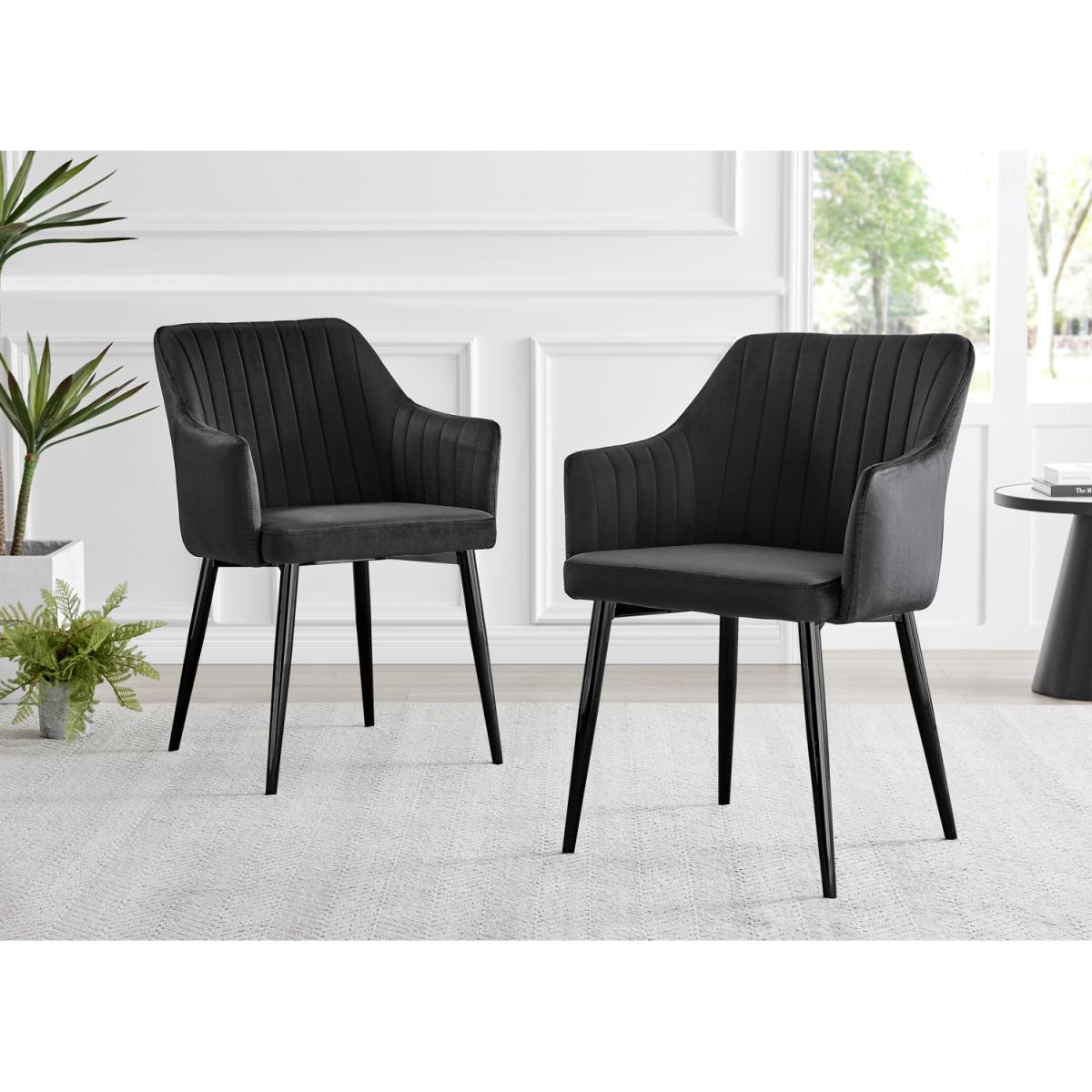 Leonardo Black Leg Glass Dining Table with 4 Calla Black Leg Chairs - Mustard – image 3