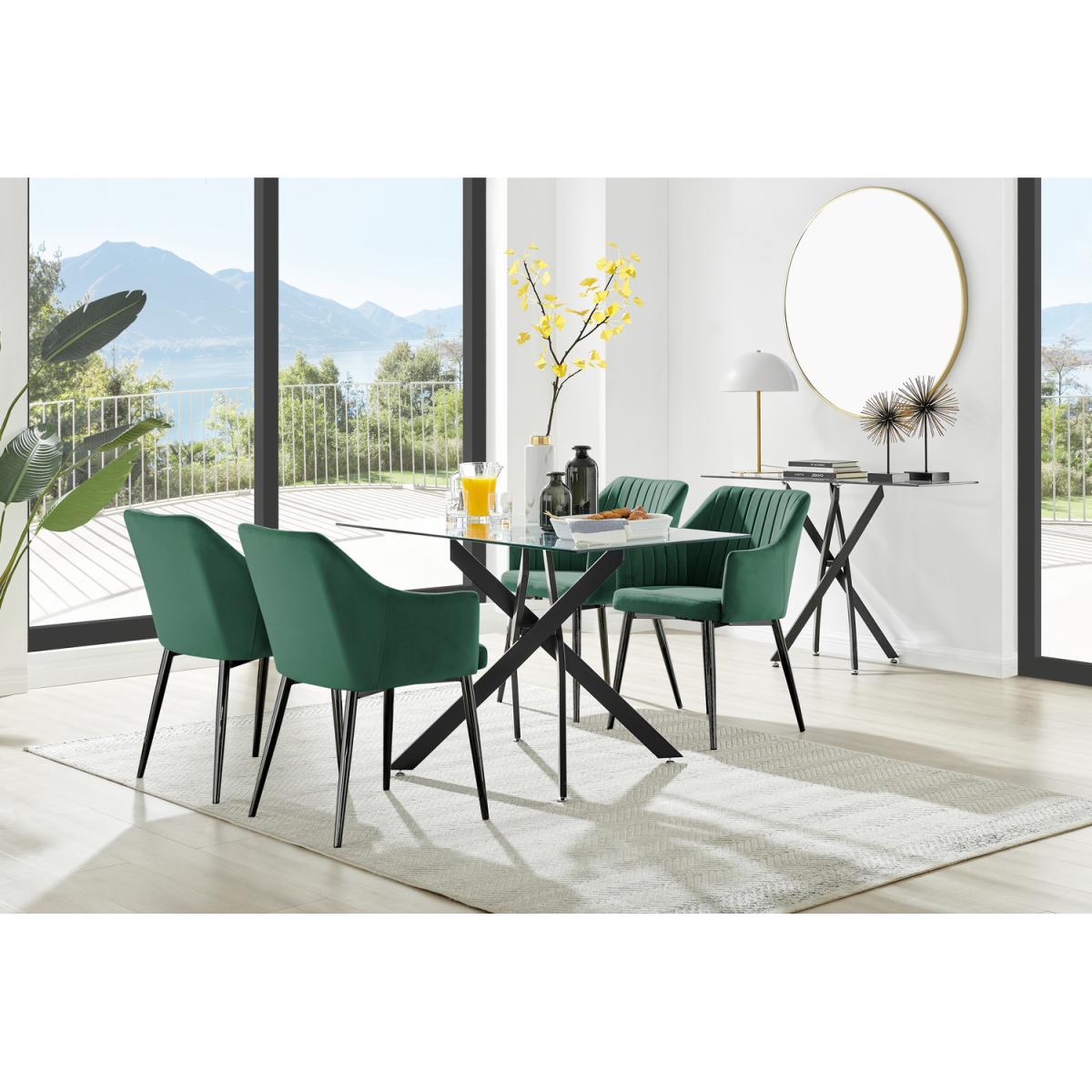 Leonardo Black Leg Glass Dining Table with 4 Calla Black Leg Chairs - Mustard – image 24