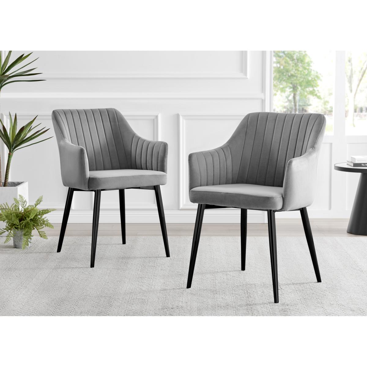Leonardo Black Leg Glass Dining Table with 4 Calla Black Leg Chairs - Mustard – image 25