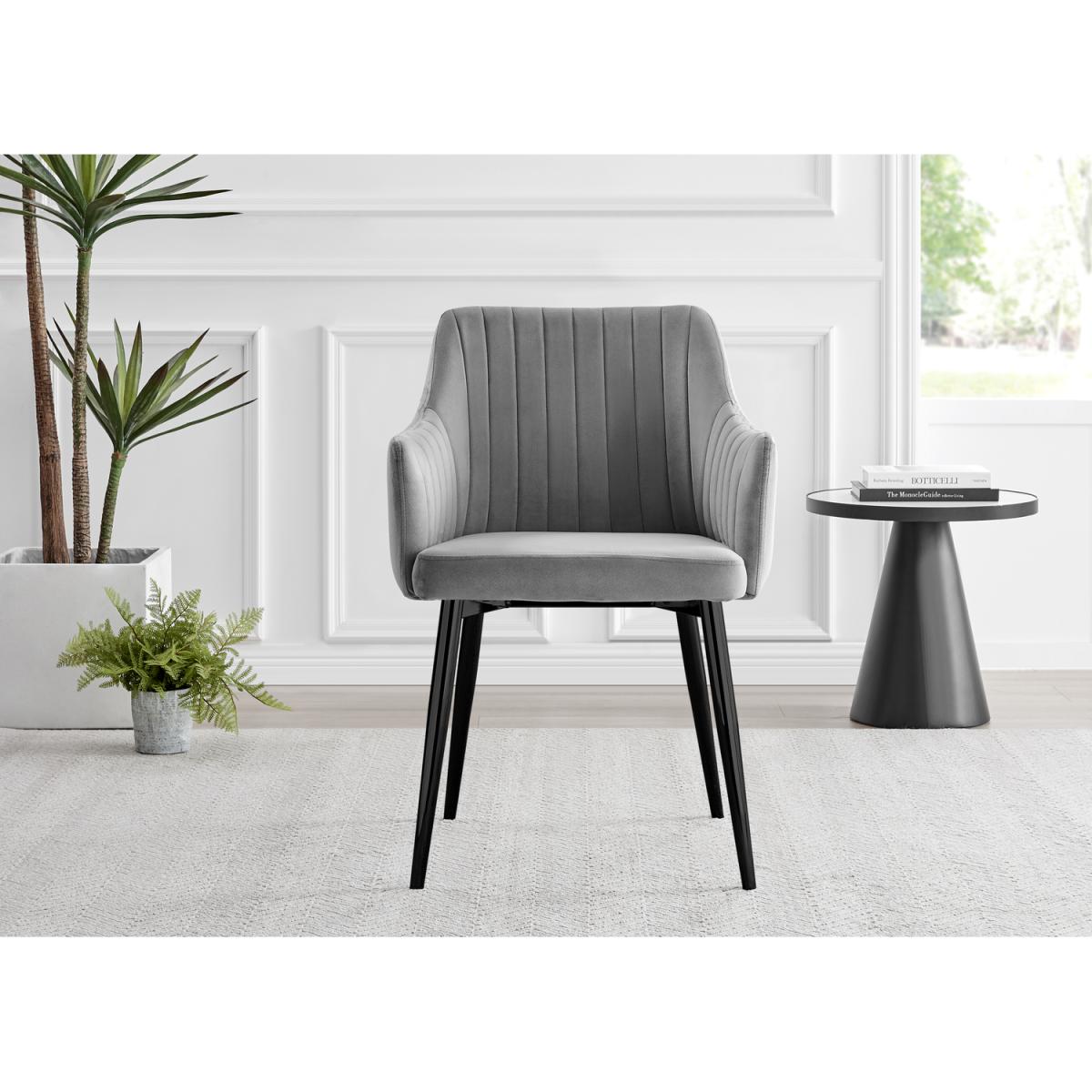 Leonardo Black Leg Glass Dining Table with 4 Calla Black Leg Chairs - Mustard – image 27