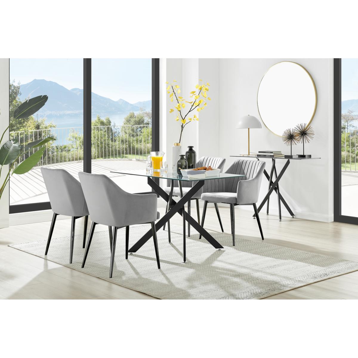 Leonardo Black Leg Glass Dining Table with 4 Calla Black Leg Chairs - Mustard – image 31
