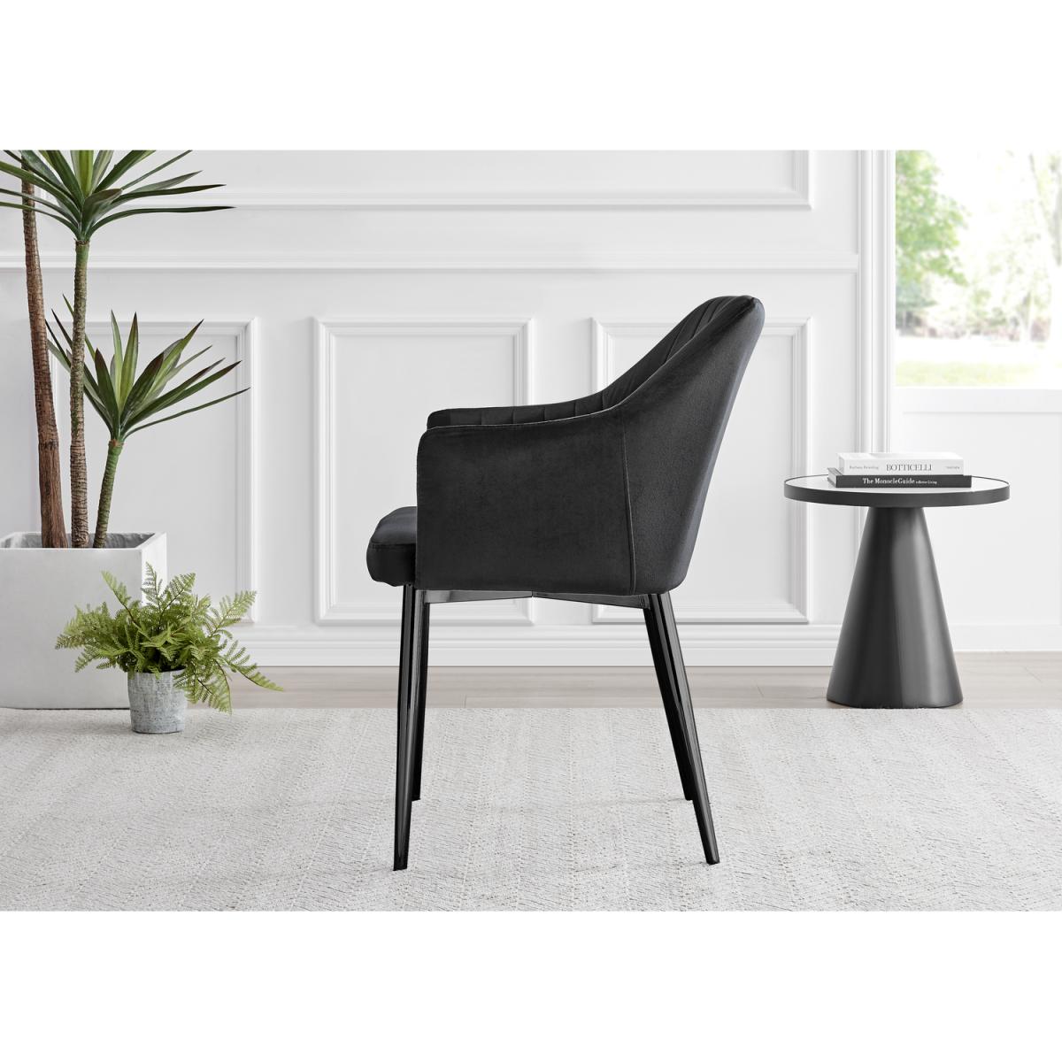 Leonardo Black Leg Glass Dining Table with 4 Calla Black Leg Chairs - Mustard – image 6