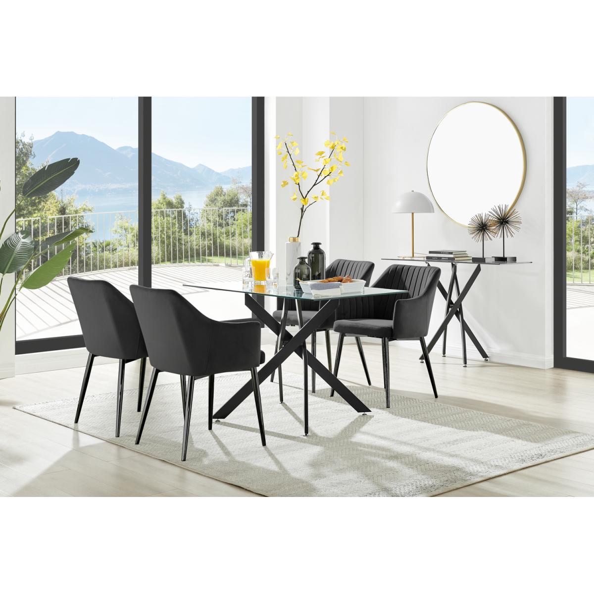 Leonardo Black Leg Glass Dining Table with 4 Calla Black Leg Chairs - Mustard – image 10
