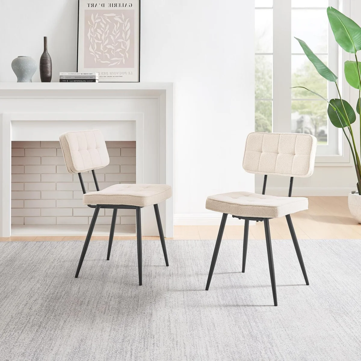 Penrose Round Marble & Walnut Effect Dining Table w 4 Braxton Chairs - Cream – image 8