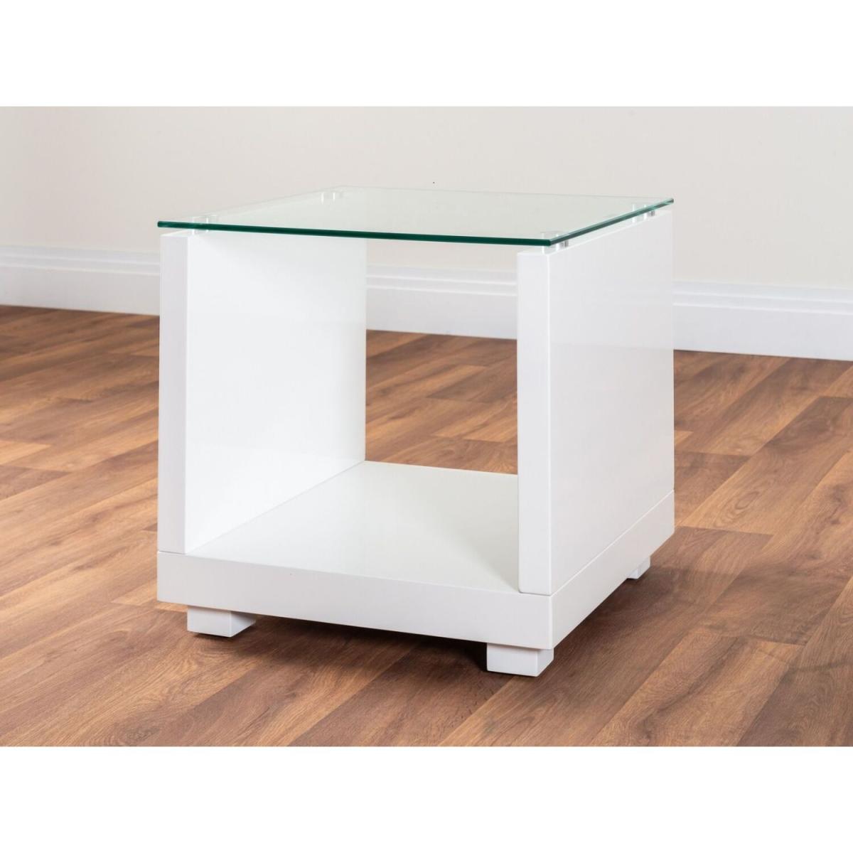 Sandro White High Gloss And Glass Side Table - White – image 2