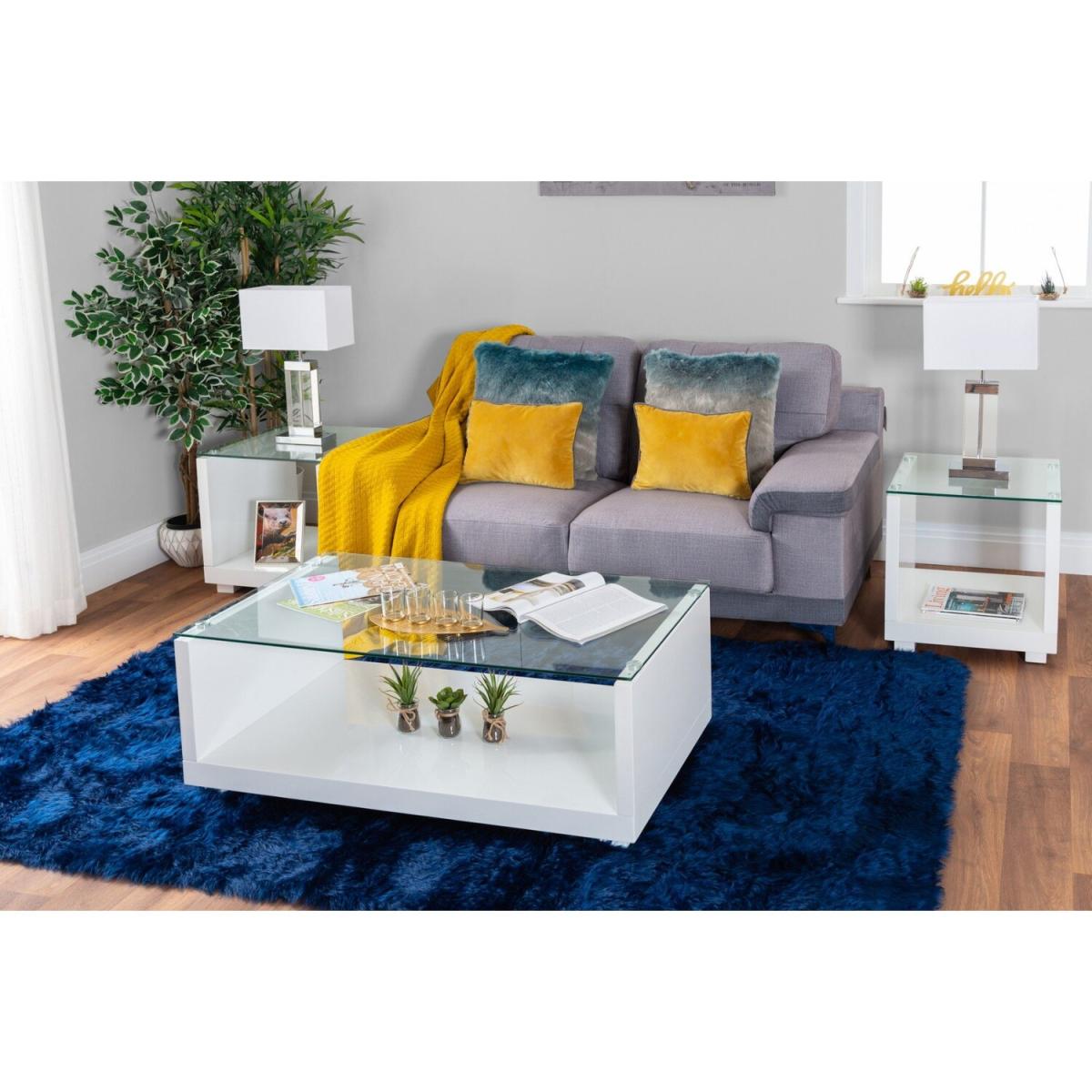 Sandro White High Gloss And Glass Side Table - White – image 3