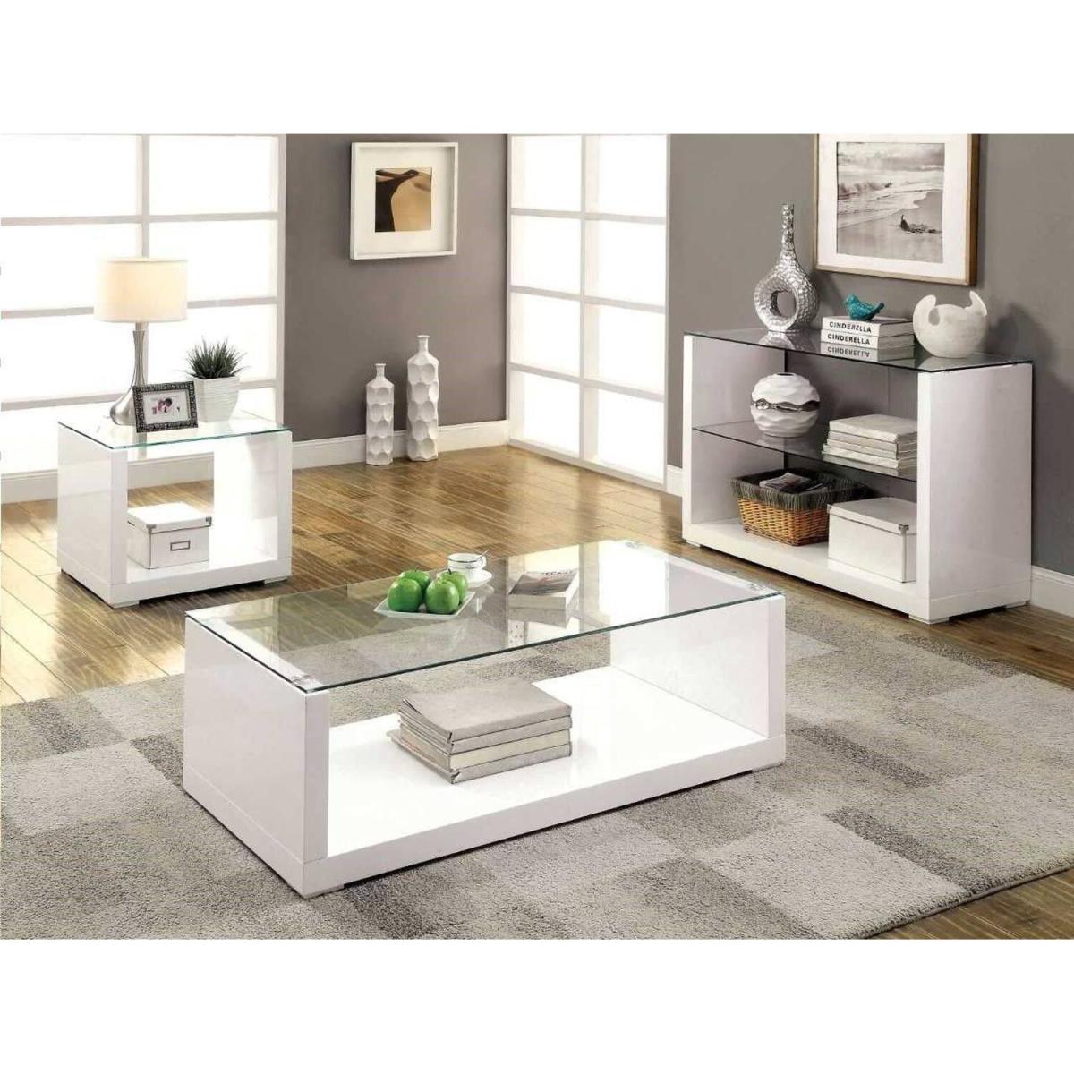 Sandro White High Gloss And Glass Side Table - White – image 4