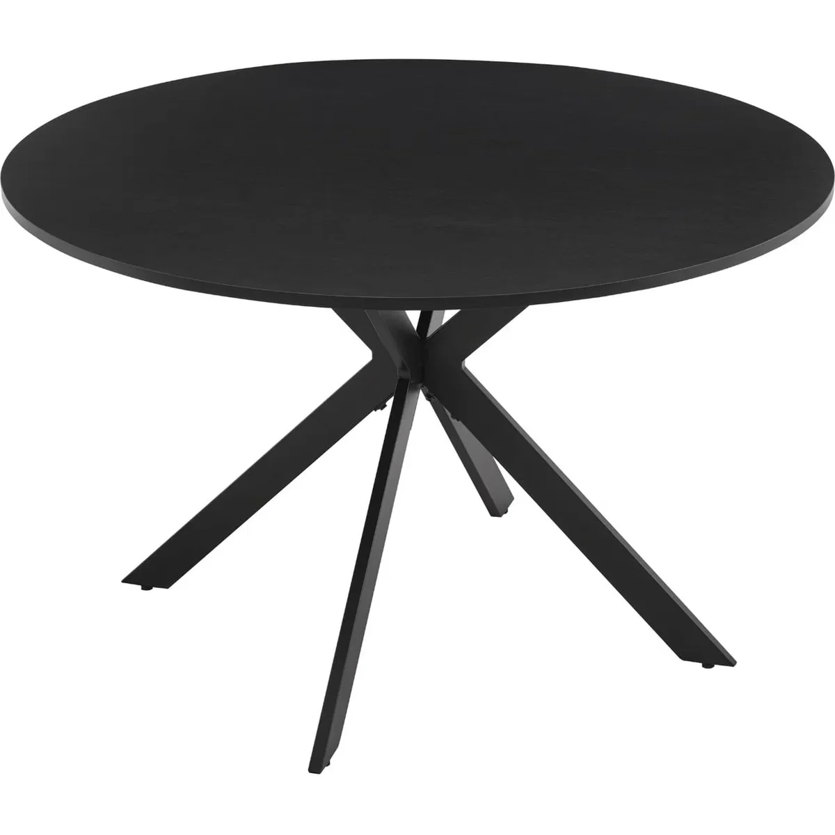 Eira Metal Cross Pedestal Round Dining Table with Black Metal Chairs - Black & Natural – image 7