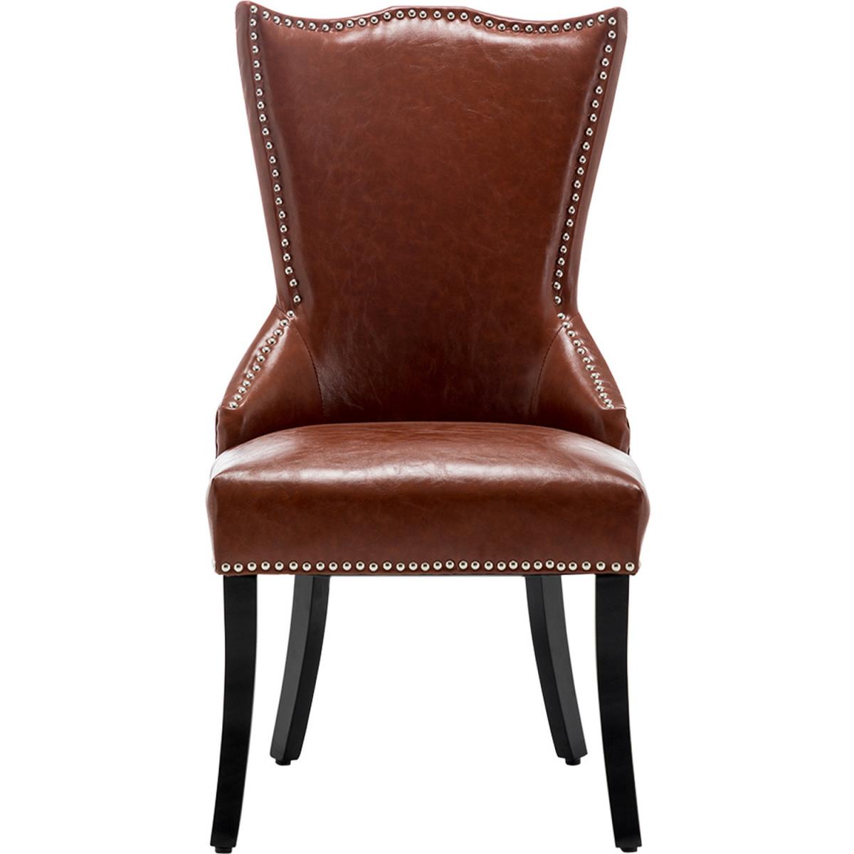 Buttoned High Wingback Dining Chair Set of 4 - Brown – image 2