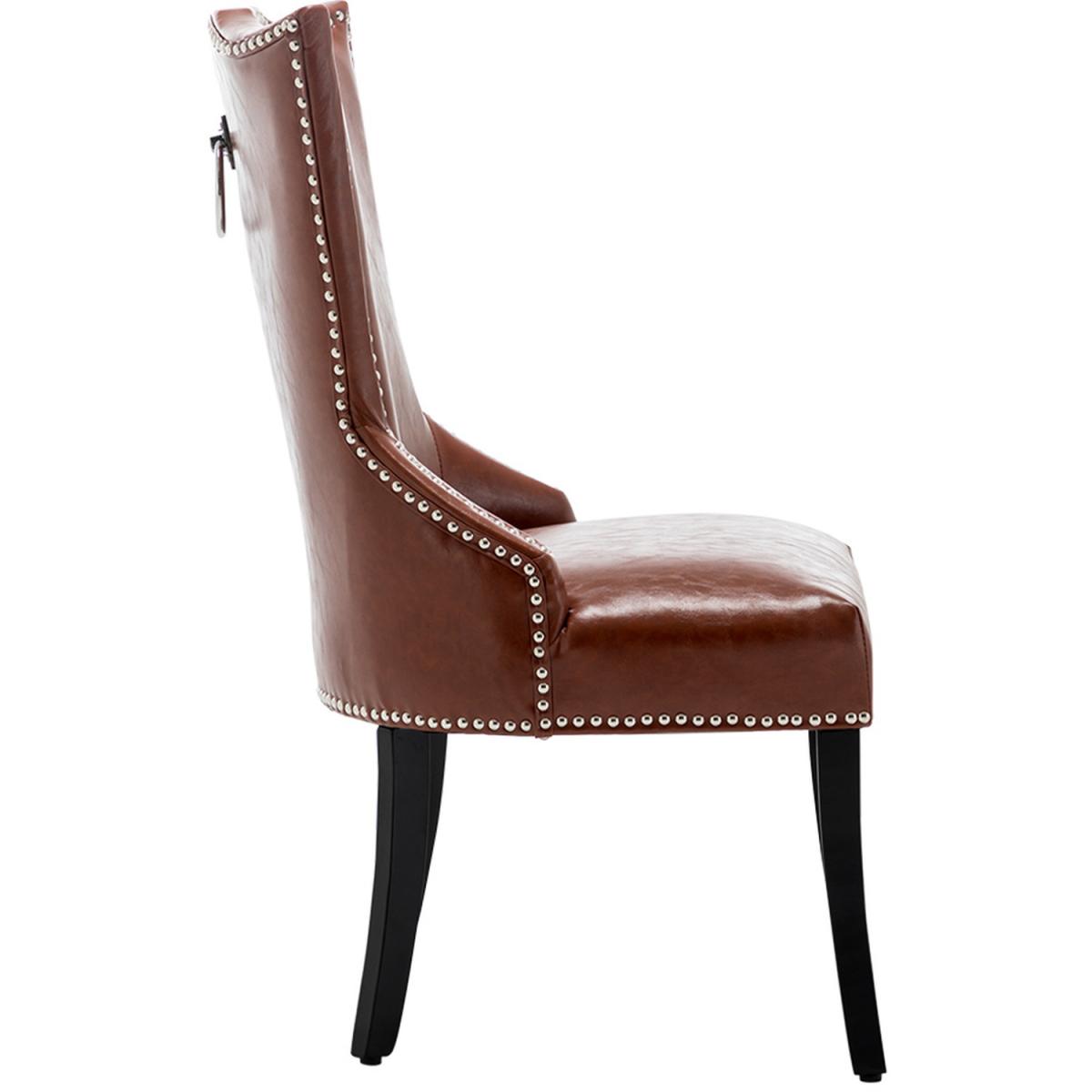 Buttoned High Wingback Dining Chair Set of 4 - Brown – image 3