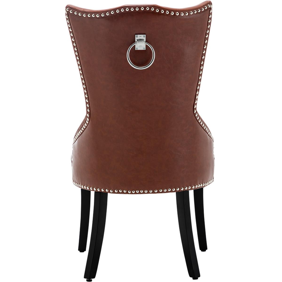Buttoned High Wingback Dining Chair Set of 4 - Brown – image 4