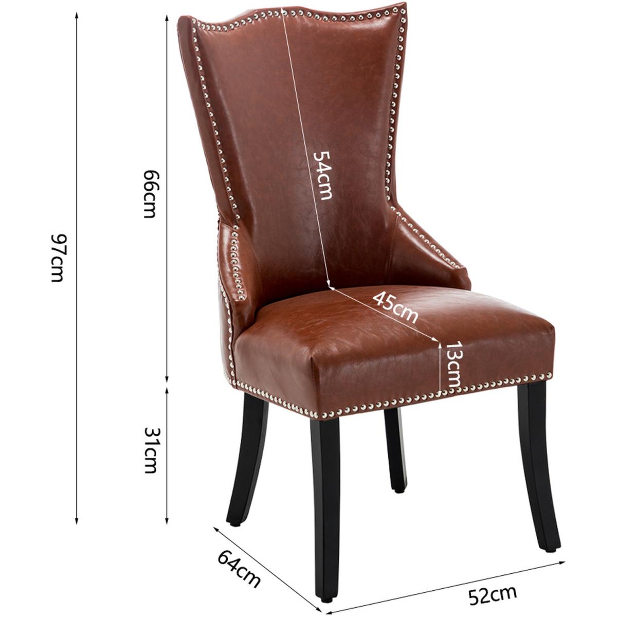 Buttoned High Wingback Dining Chair Set of 4 - Brown – image 6