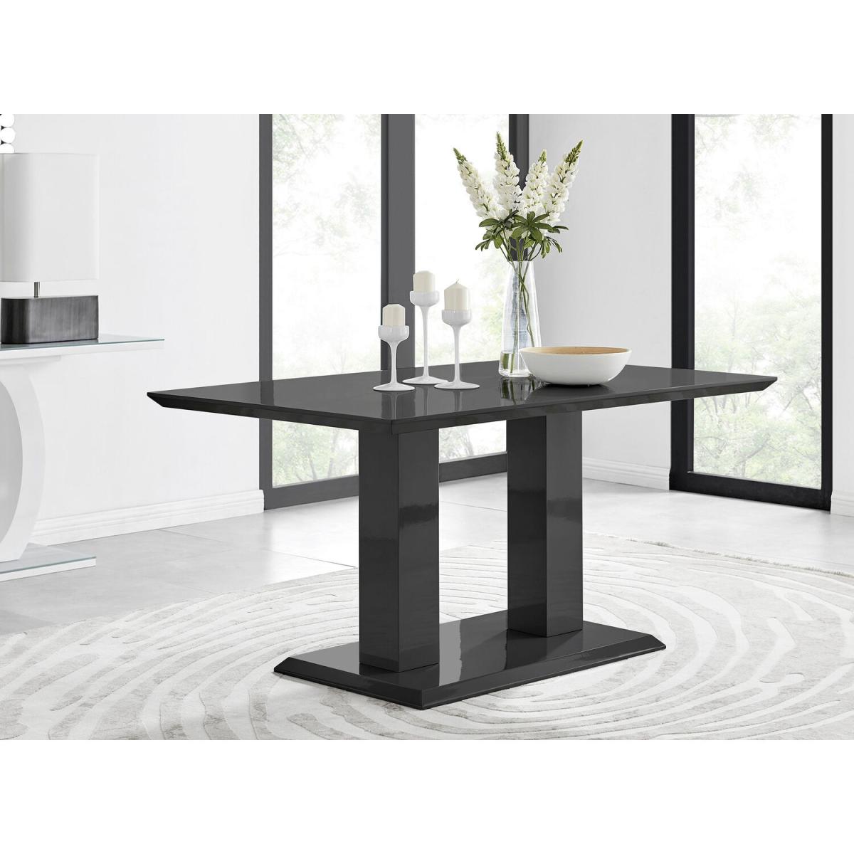 Imperia Black High Gloss Dining Table and 6 Milan Dining Chairs Set - Black – image 14