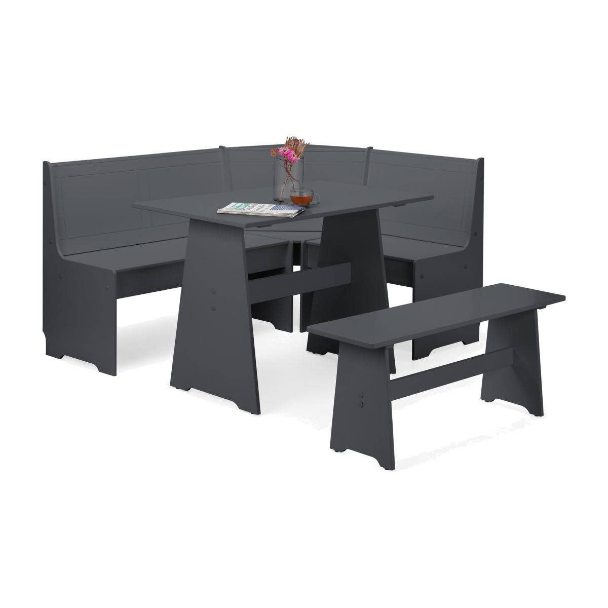 Newport Corner Dining Set With Storage Bench - Anthracite - Anthracite