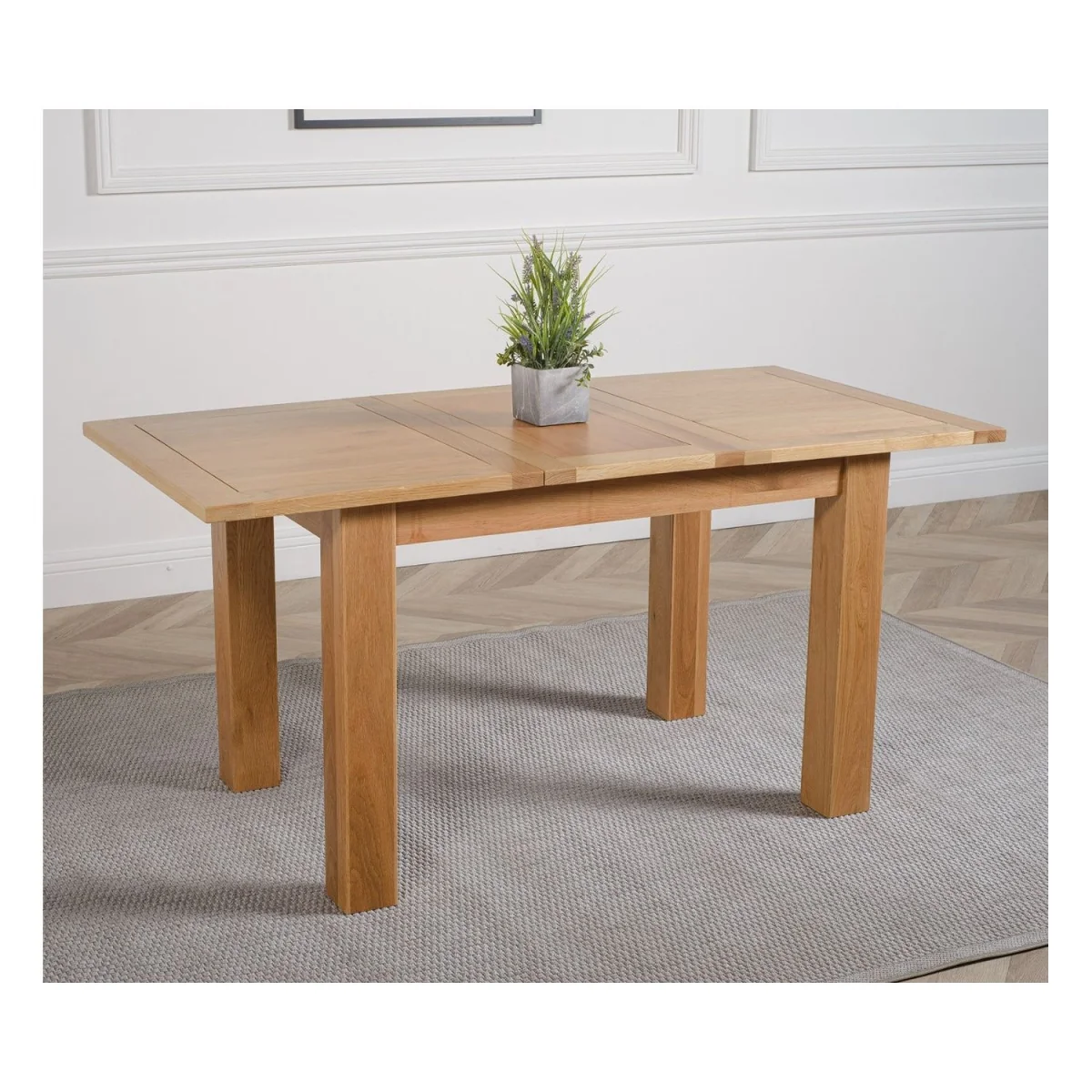 Hampton 120-160cm Oak Extending Dining Table and 6 Lola Leather Chairs - Black – image 2
