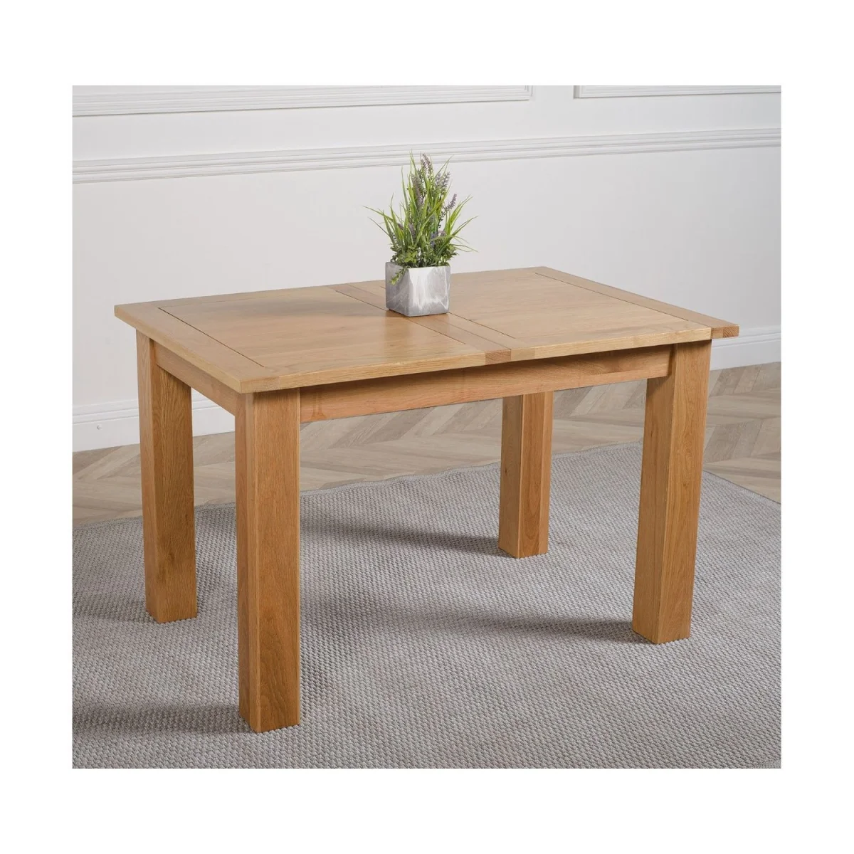 Hampton 120-160cm Oak Extending Dining Table and 6 Lola Leather Chairs - Black – image 15