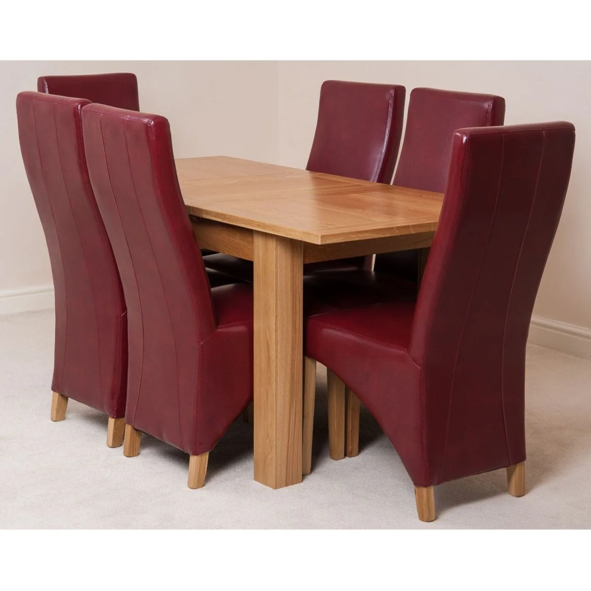 Hampton 120-160cm Oak Extending Dining Table and 6 Lola Leather Chairs - Black – image 16