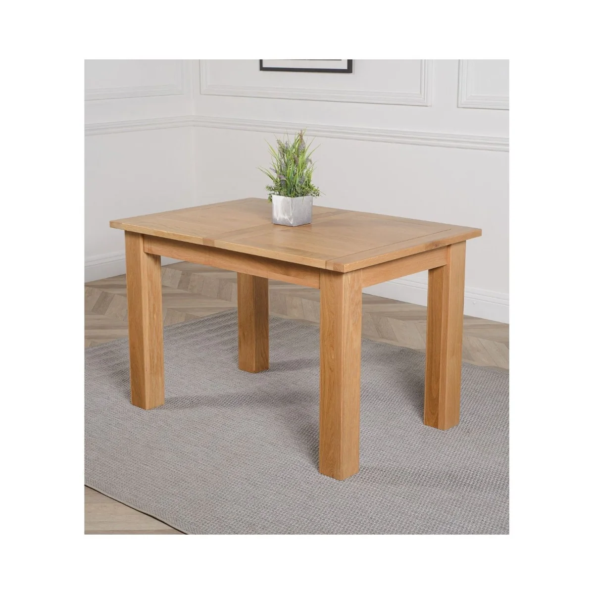 Hampton 120-160cm Oak Extending Dining Table and 6 Lola Leather Chairs - Black – image 4