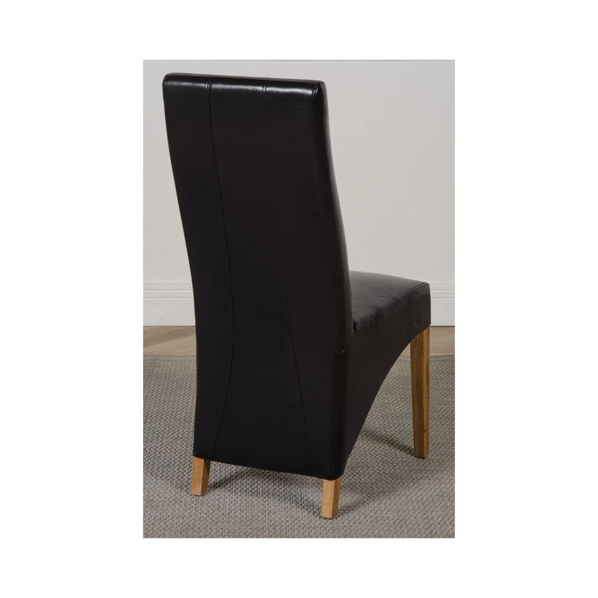 Hampton 120-160cm Oak Extending Dining Table and 6 Lola Leather Chairs - Black – image 33