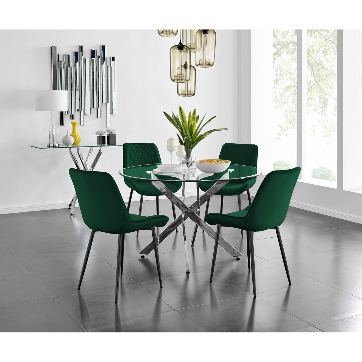 Novara 120cm Round Dining Table and 4 Pesaro Black Leg Chairs - Grey – image 16
