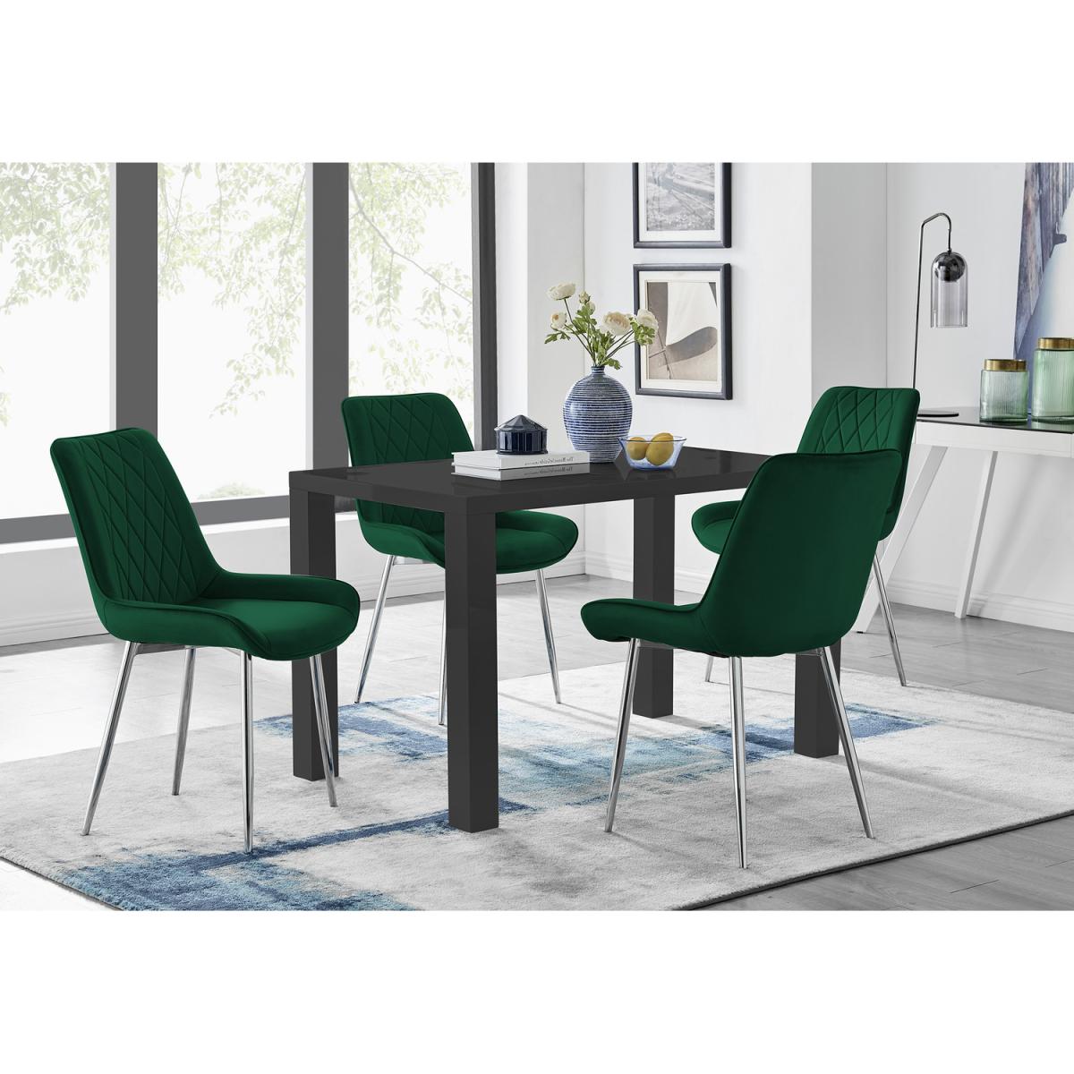 Pivero 4 Black Dining Table and 4 Pesaro Silver Leg Chairs - Grey – image 19