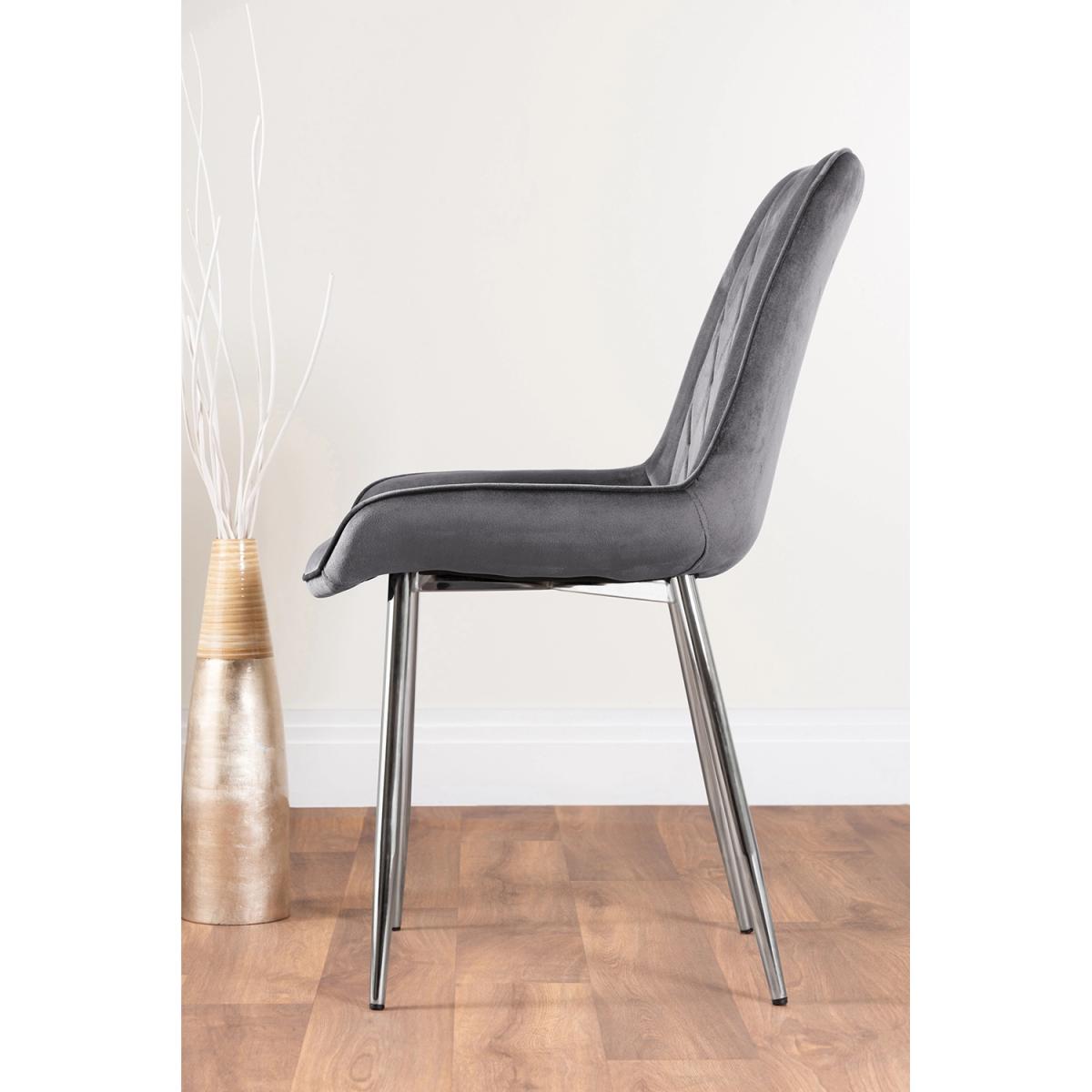 Pivero 4 Black Dining Table and 4 Pesaro Silver Leg Chairs - Grey – image 6