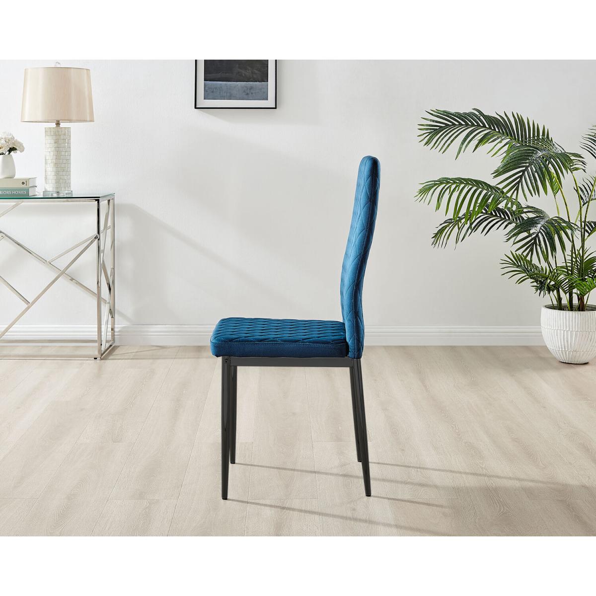 Leonardo 4 Table and 4 Velvet Milan Black Leg Chairs - Navy – image 2